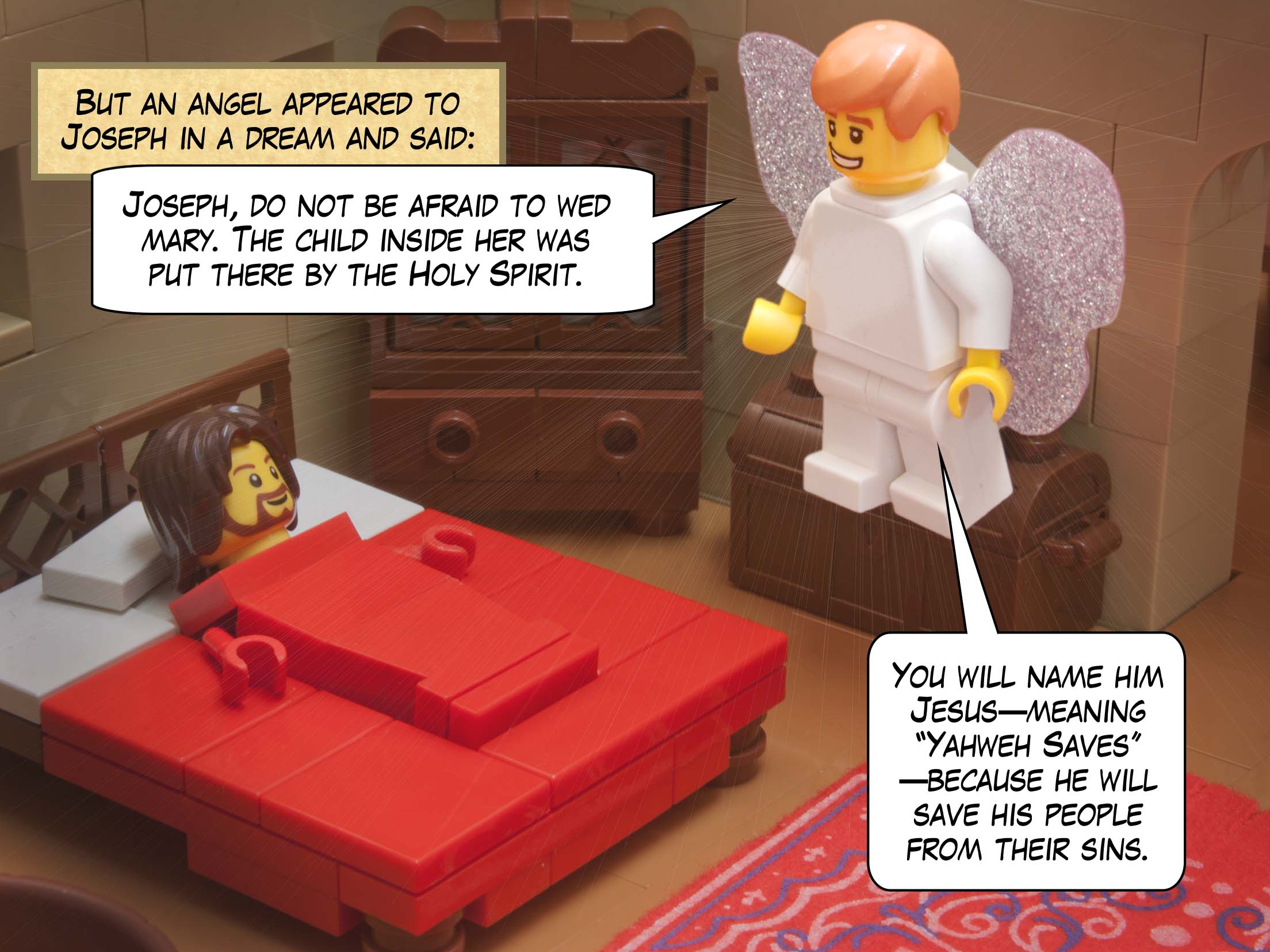 The angel said to her, “Listen! You will become pregnant and give birth to a child. You will name him Jesus.”