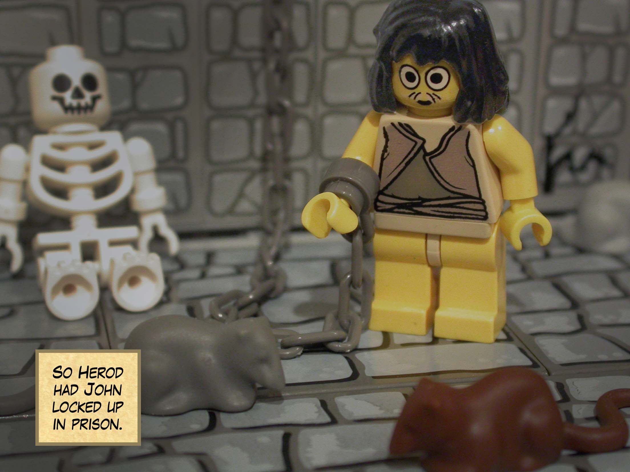 So Herod had John locked up in prison.<br>