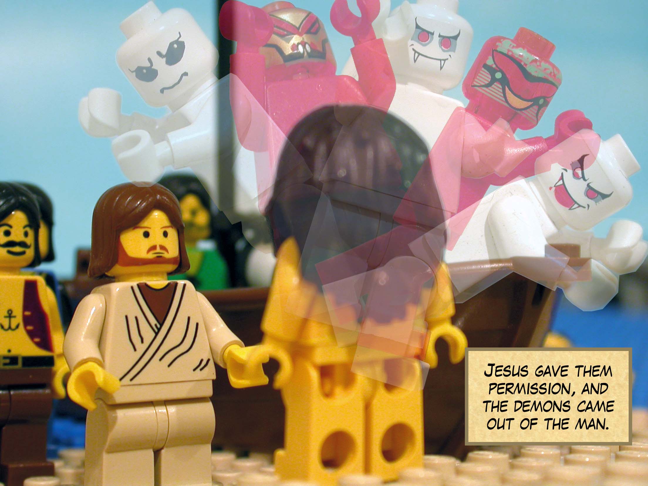 Jesus gave them permission, and the demons came out of the man.<br>