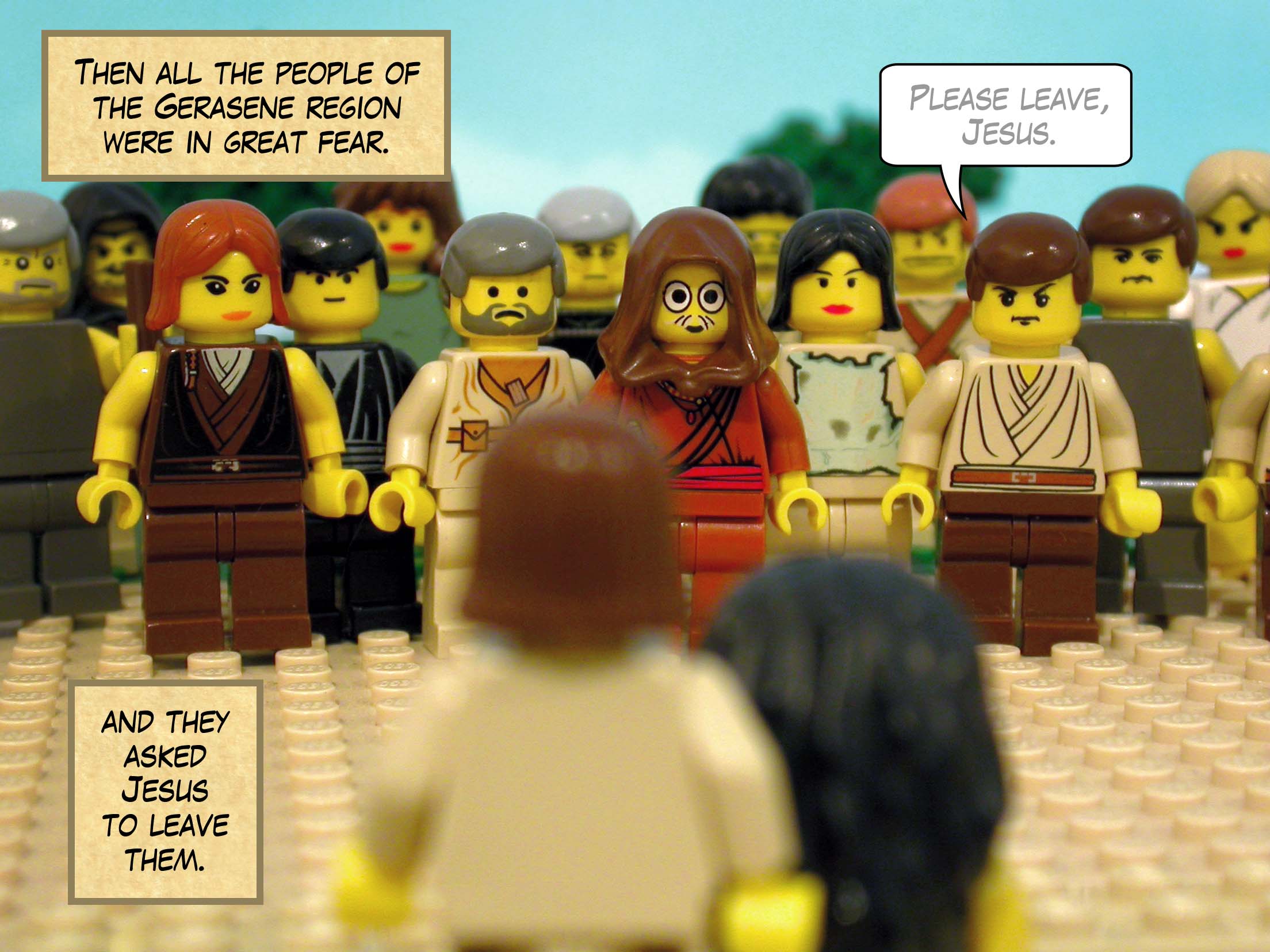 When they came to Jesus, they saw the man from whom the demons had gone out sitting at the feet of Jesus, clothed, and in his right mind.<br>