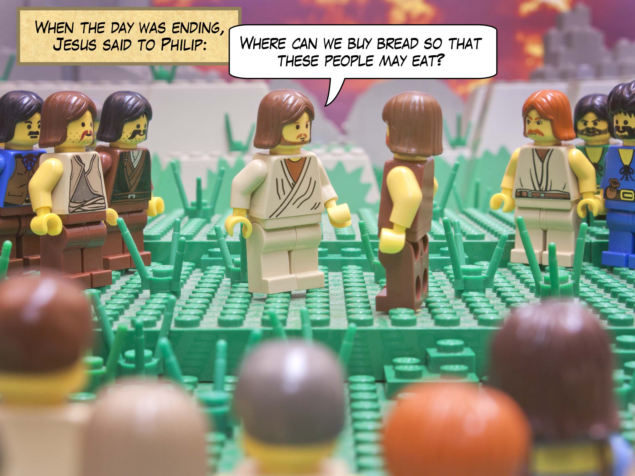 When it grew late, his disciples came to him and said, 'This is a deserted place, and the hour is now very late; send them away so that they may go into the surrounding country and villages and buy something for themselves to eat.'