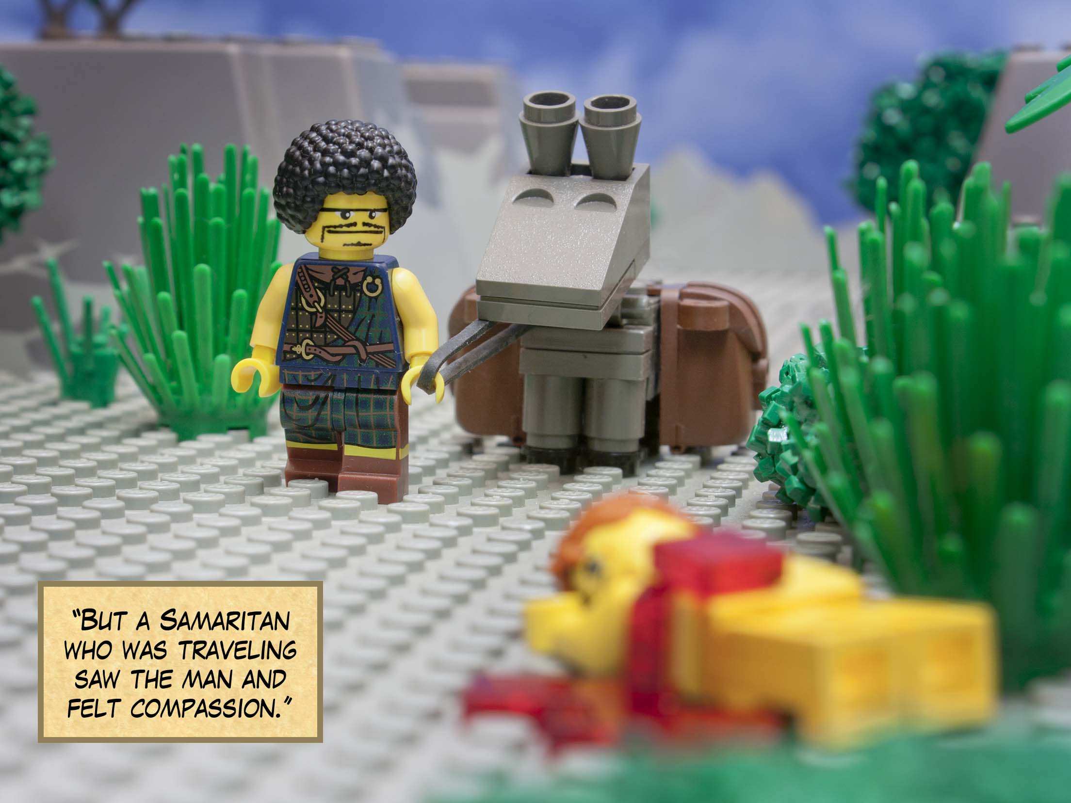 'But a Samaritan who was traveling saw the man and felt compassion.'<br>