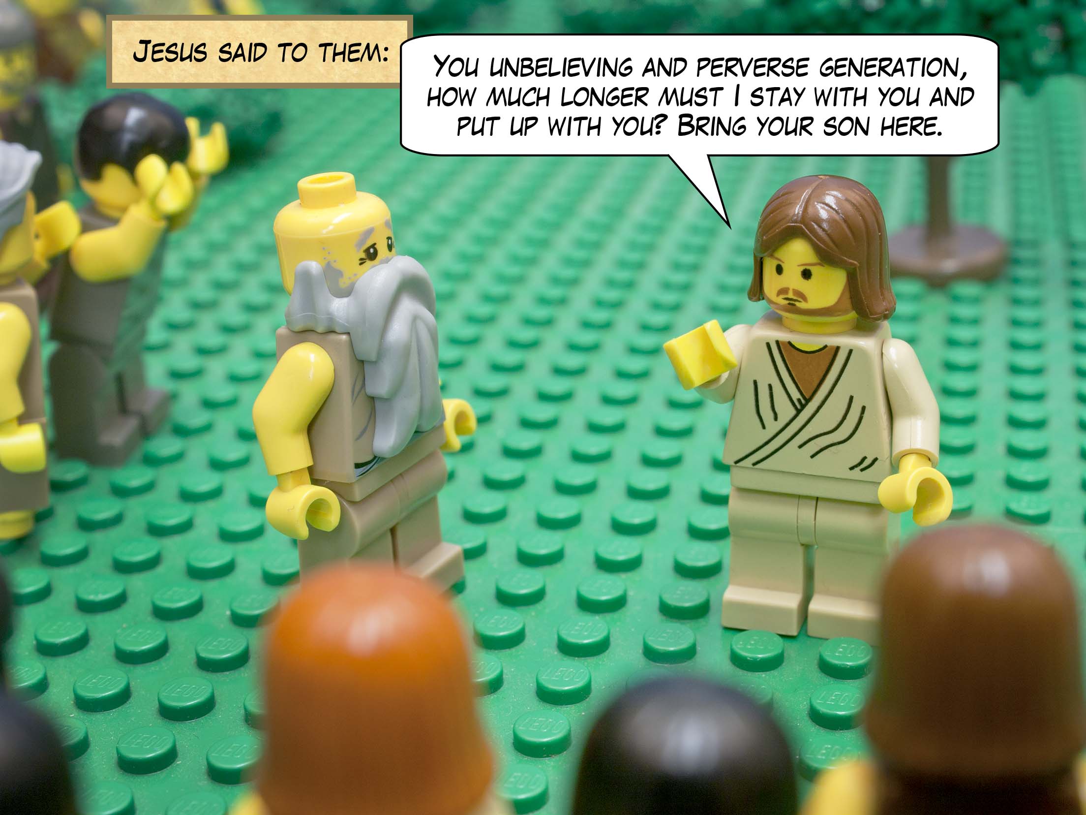 Jesus rebuked him, saying, 'Be silent! Come out of him!' The demon threw the man down in their midst, he came out of him.<br>