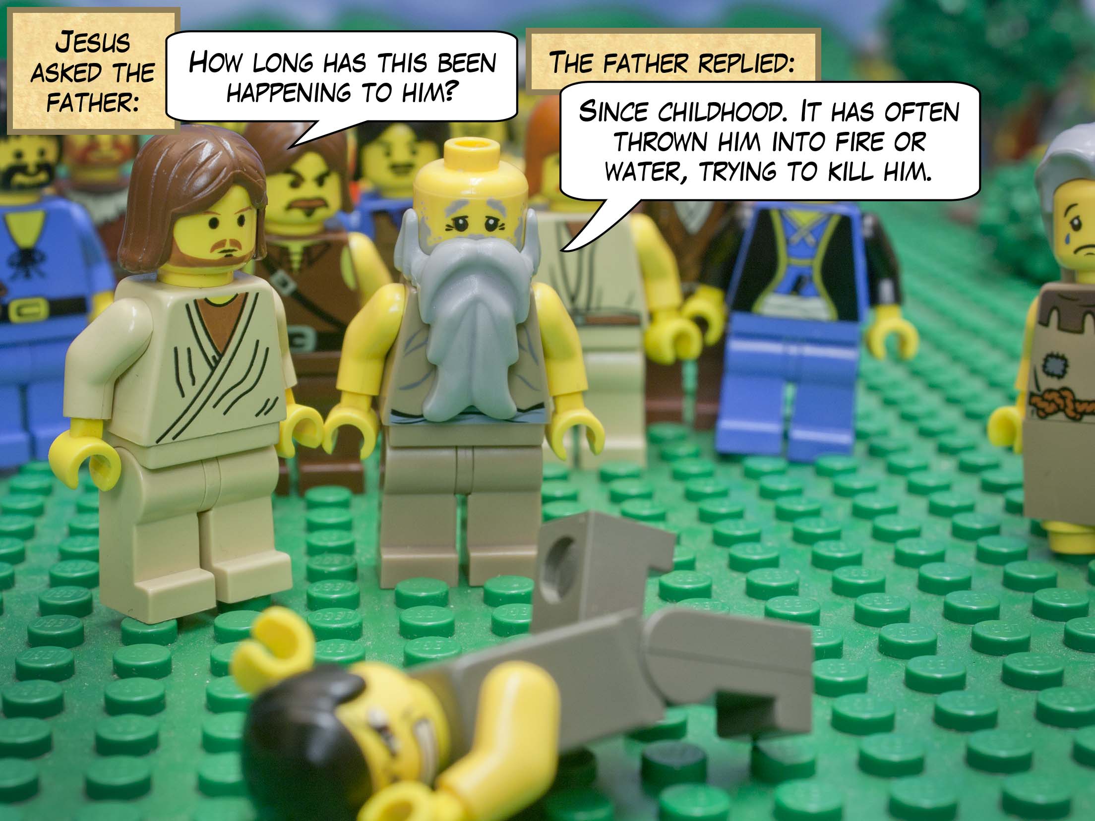 And Jesus healed him so that he could both speak and see.<br>