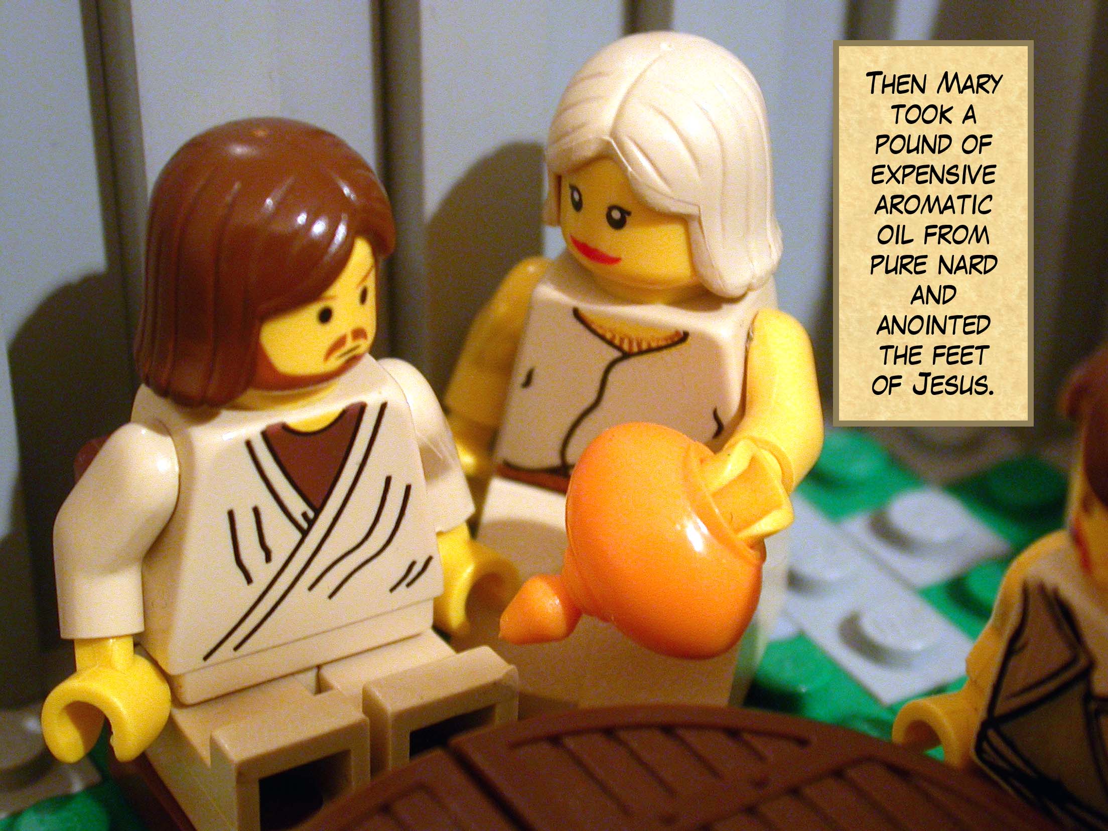 Then Mary took a pound of expensive aromatic oil from pure nard and anointed the feet of Jesus.