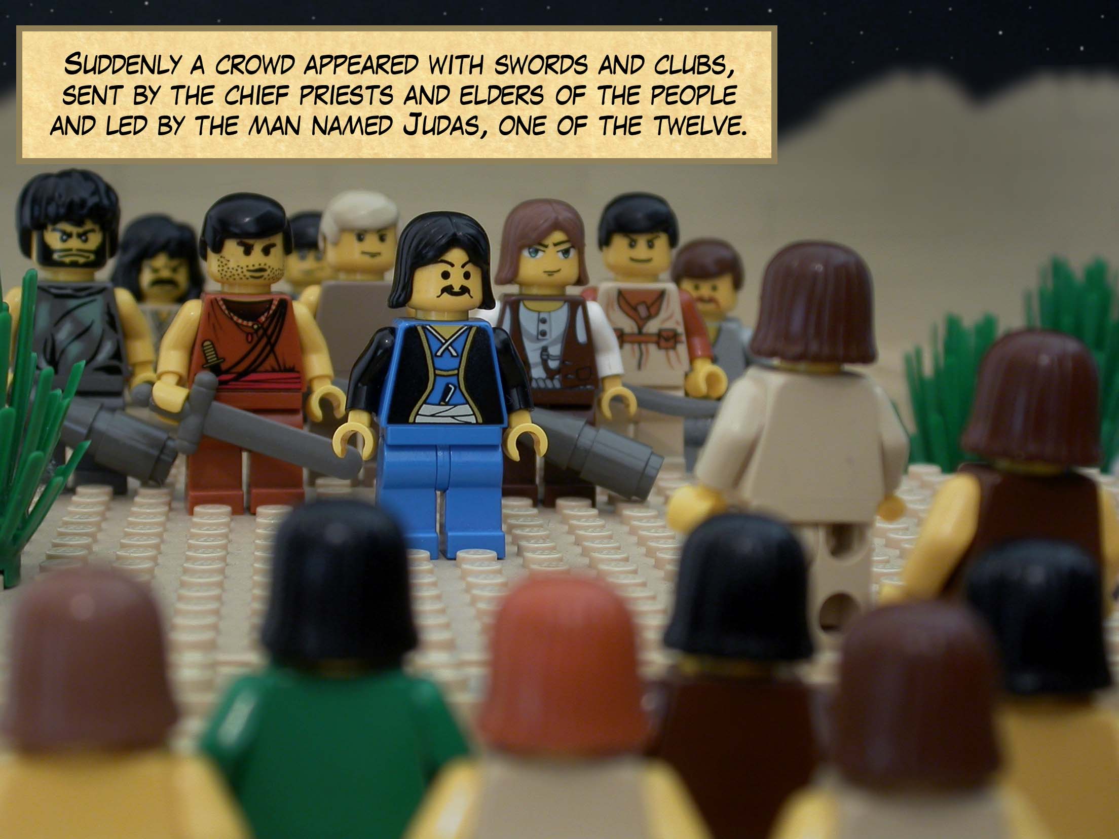 His followers, seeing what was about to happen, said, 'Lord, shall we use our swords?'