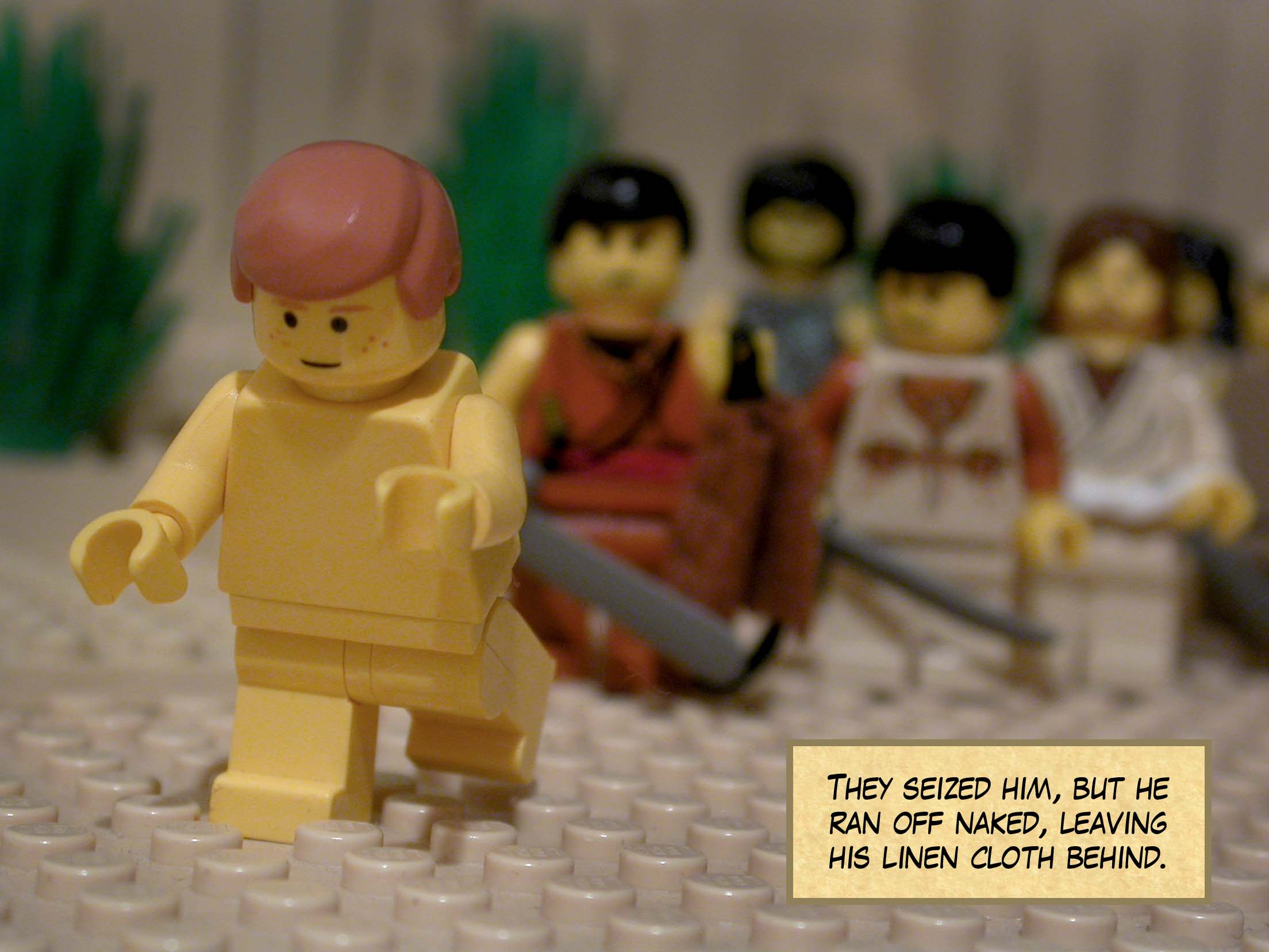 Peter had followed him at a distance, right into the courtyard of the high priest; and he was sitting with the guards, warming himself at the fire.