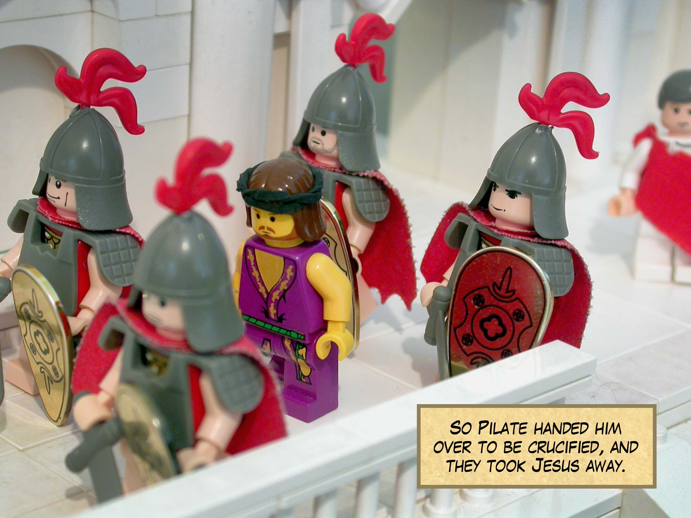 So Pilate handed him over to to be crucified, and they took Jesus away.