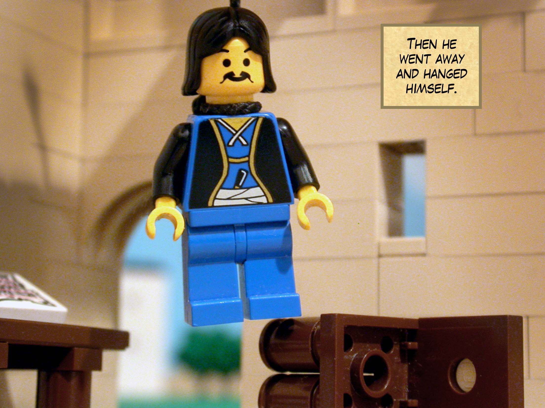 Then he went away and hanged himself.