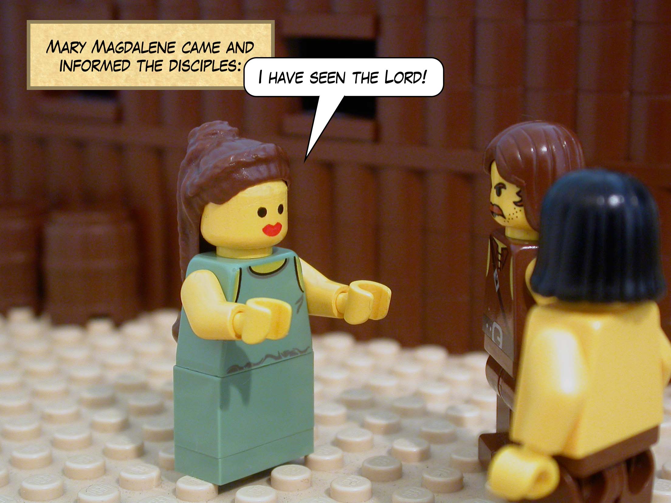 And she saw two angels in white sitting where Jesus’s body had been lying, and they asked her, 'Woman, why are you crying?'