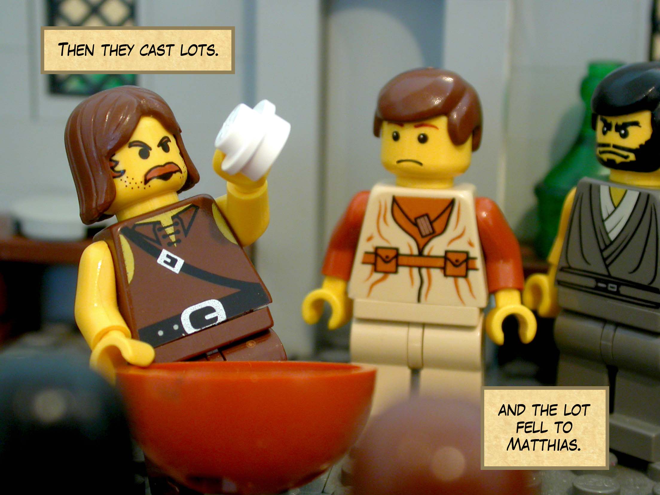 Then they cast lots, and the lot fell to Matthias.