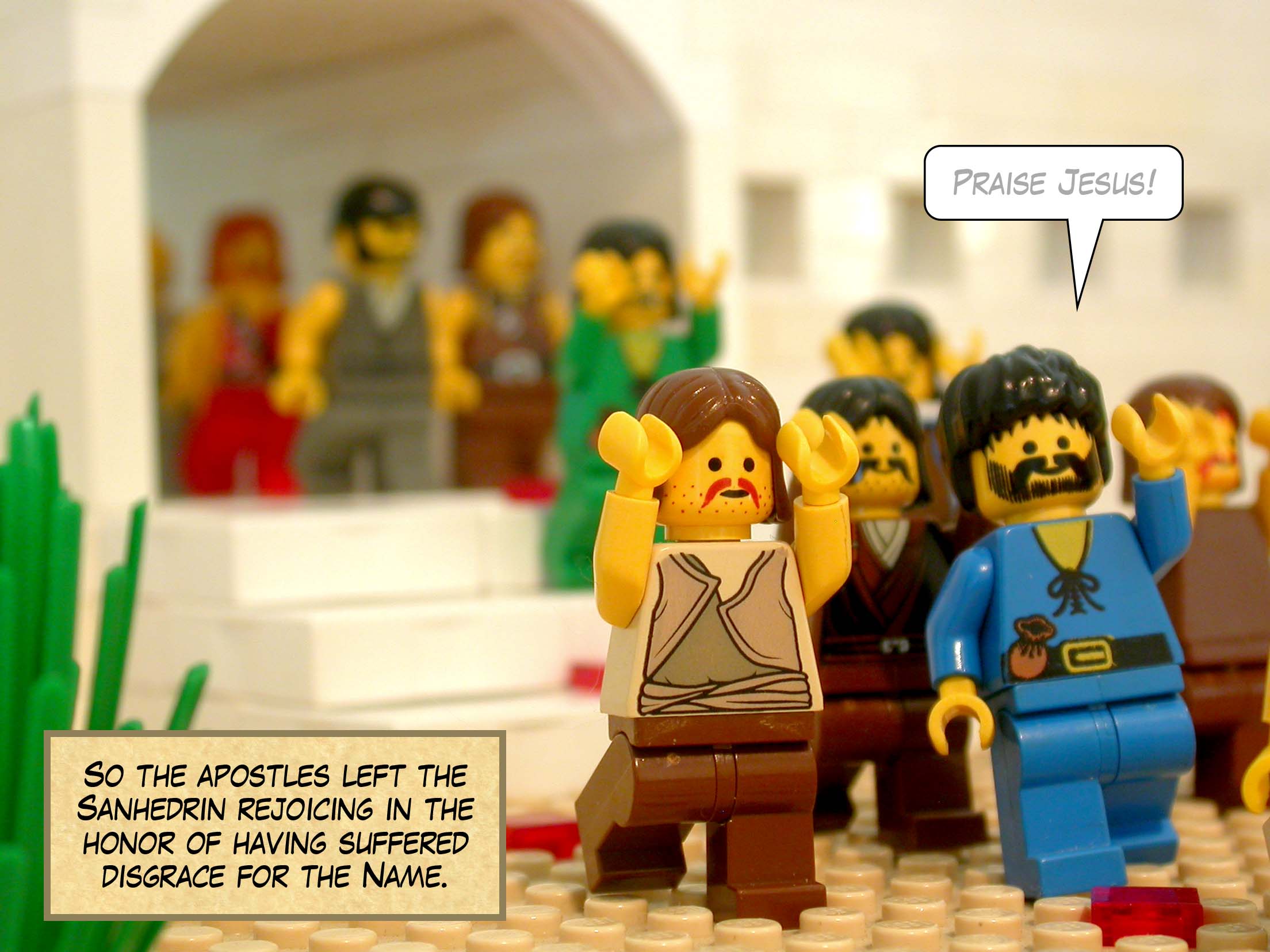 So the apostles left the Sanhedrin rejoicing in the honor of having suffered disgrace for the Name.