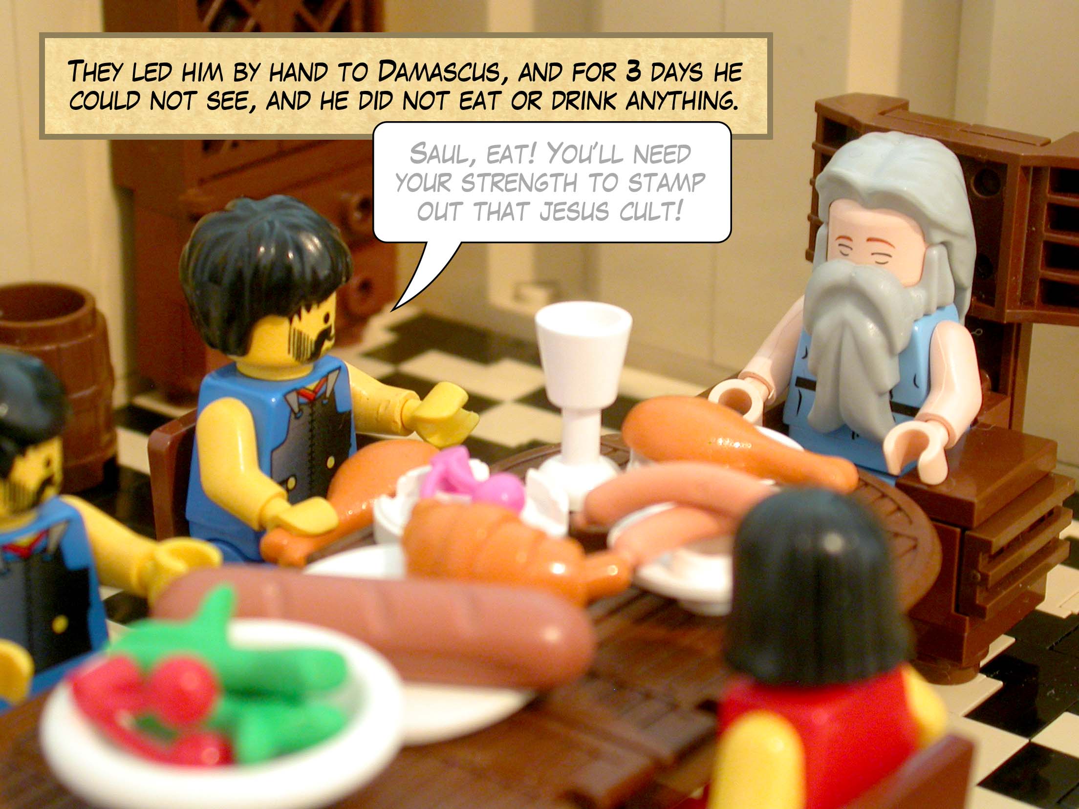 They led him by hand to Damascus, and for three days he could not see, and he did not eat or drink anything.