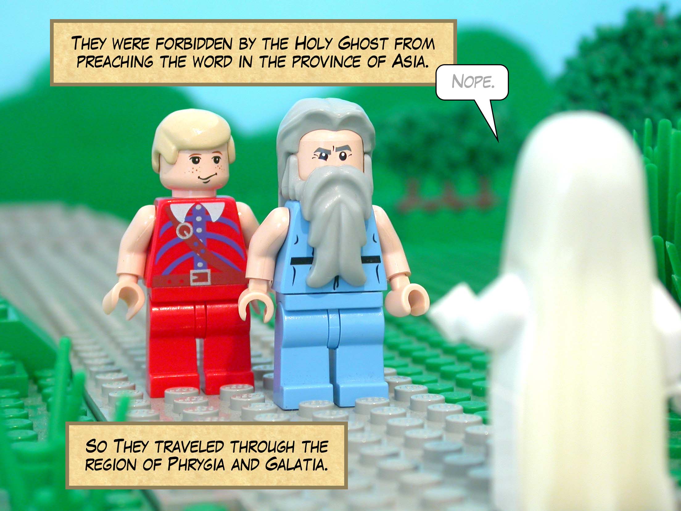 They traveled through the region of Phrygia and Galatia, having been forbidden by the Holy Ghost from preaching the word in the province of Asia.