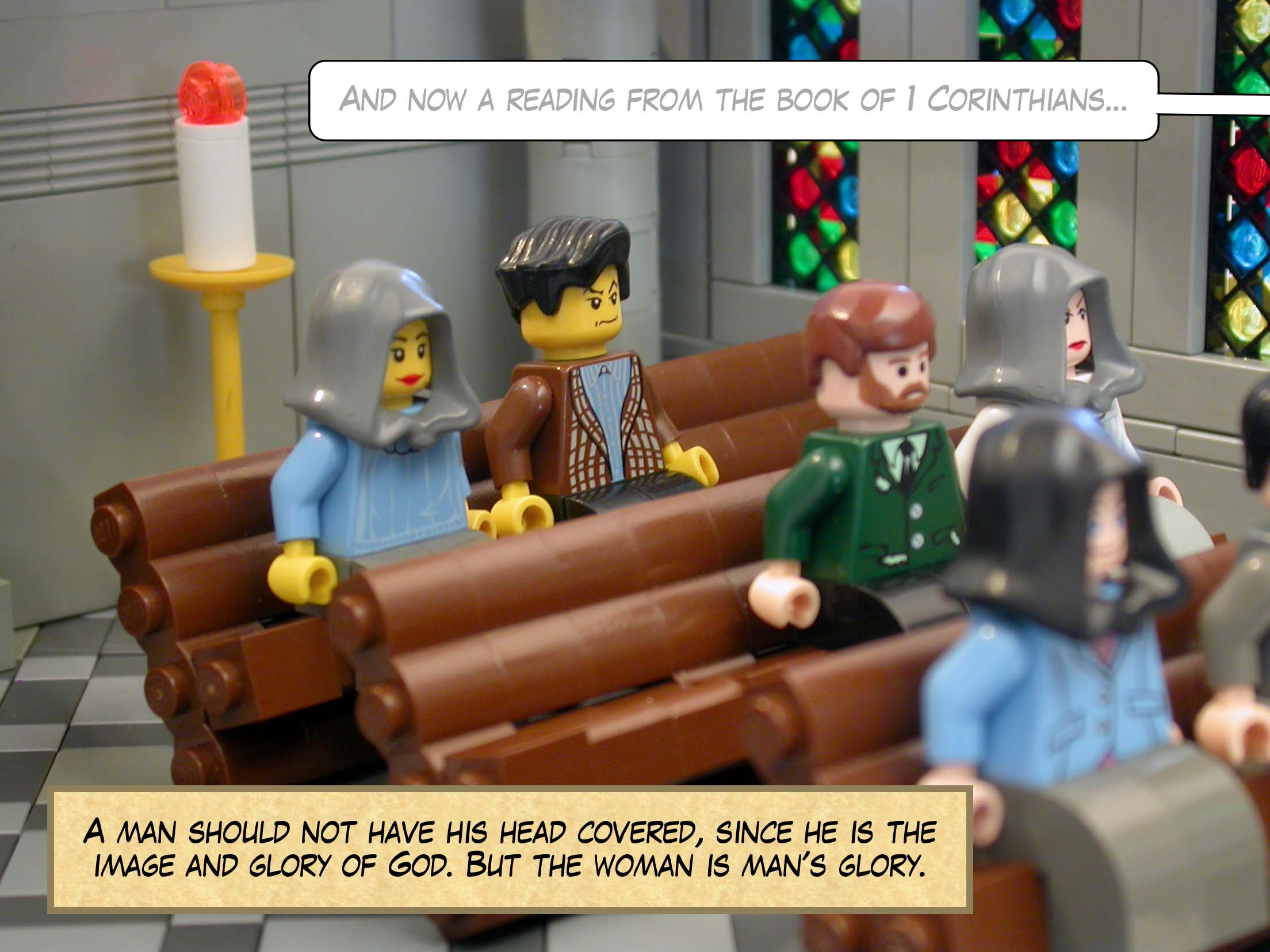 A man should not have his head covered, since he is the image and glory of God. But the woman is man's glory.