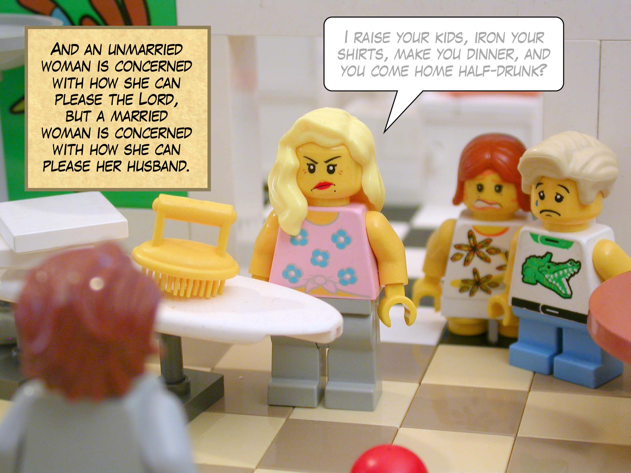 And an unmarried woman is concerned with how she can please the Lord, but a married woman is concerned with how she can please her husband.