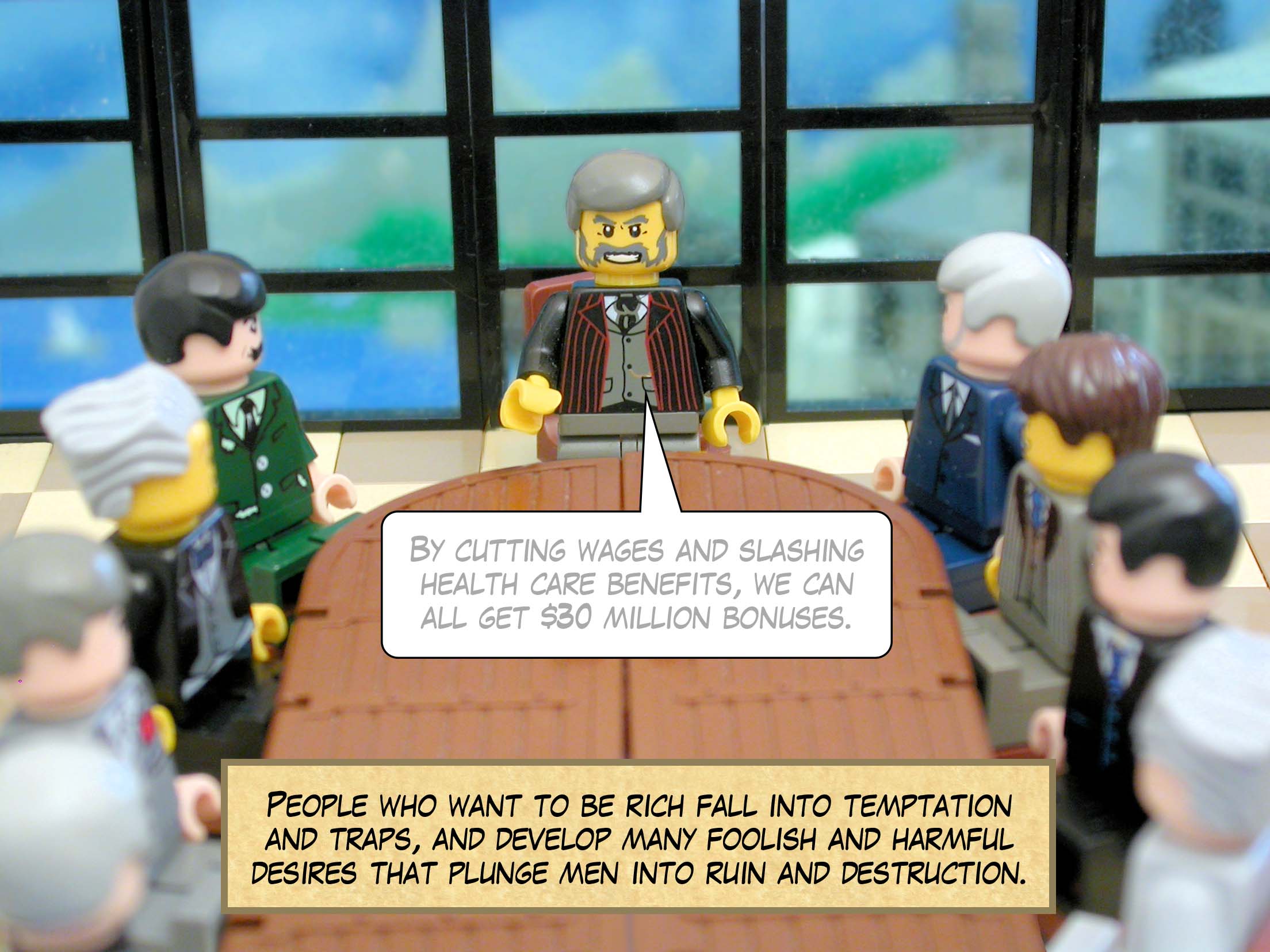 People who want to be rich fall into temptation and traps, and develop many foolish and harmful desires that plunge men into ruin and destruction.