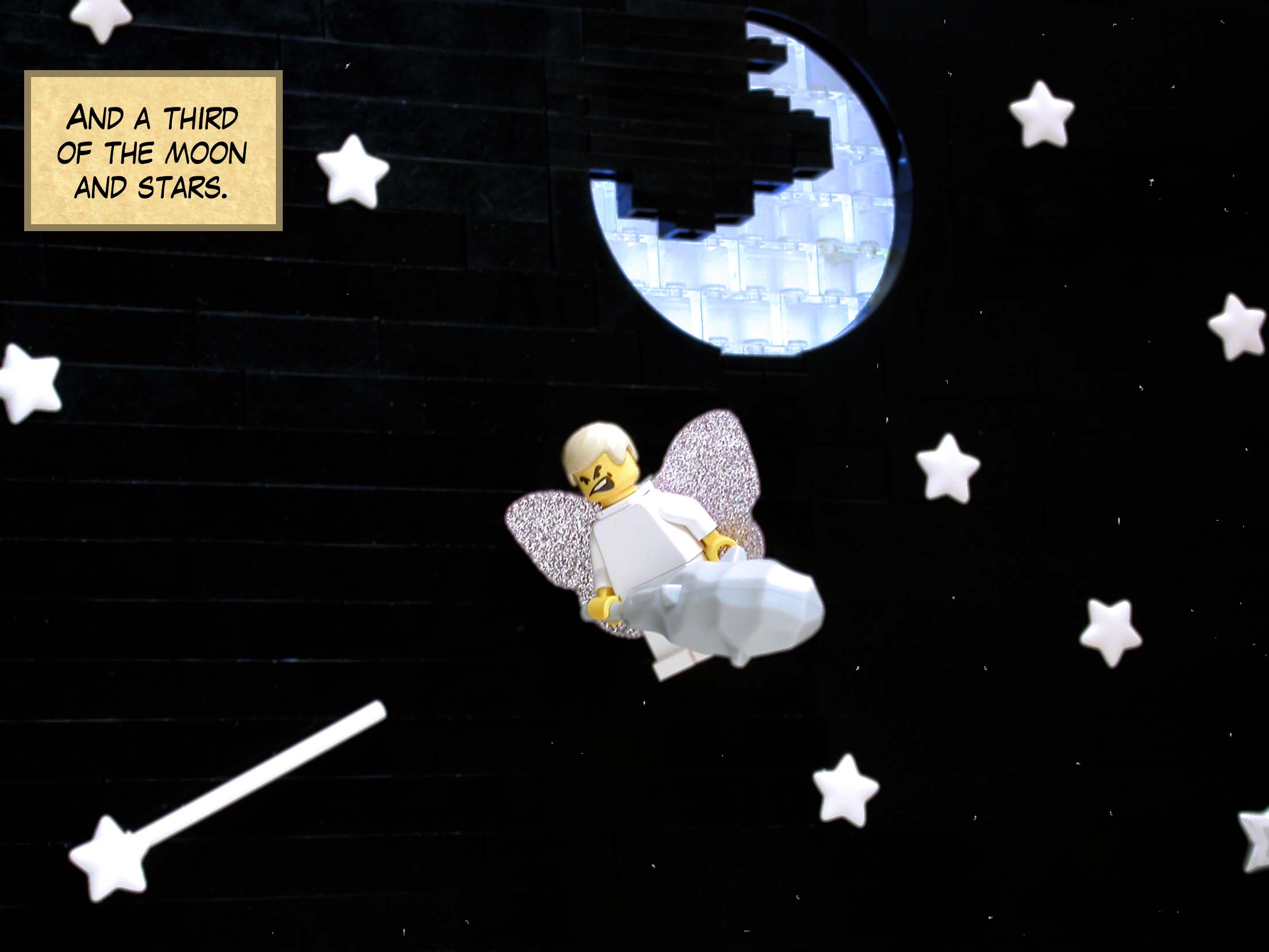 And a third of the moon and stars.