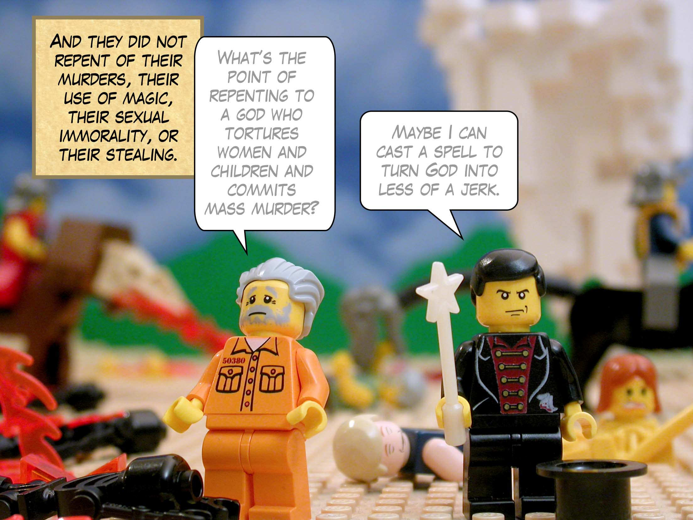 And they did not repent of their murders, their use of magic, their sexual immorality, or their stealing.