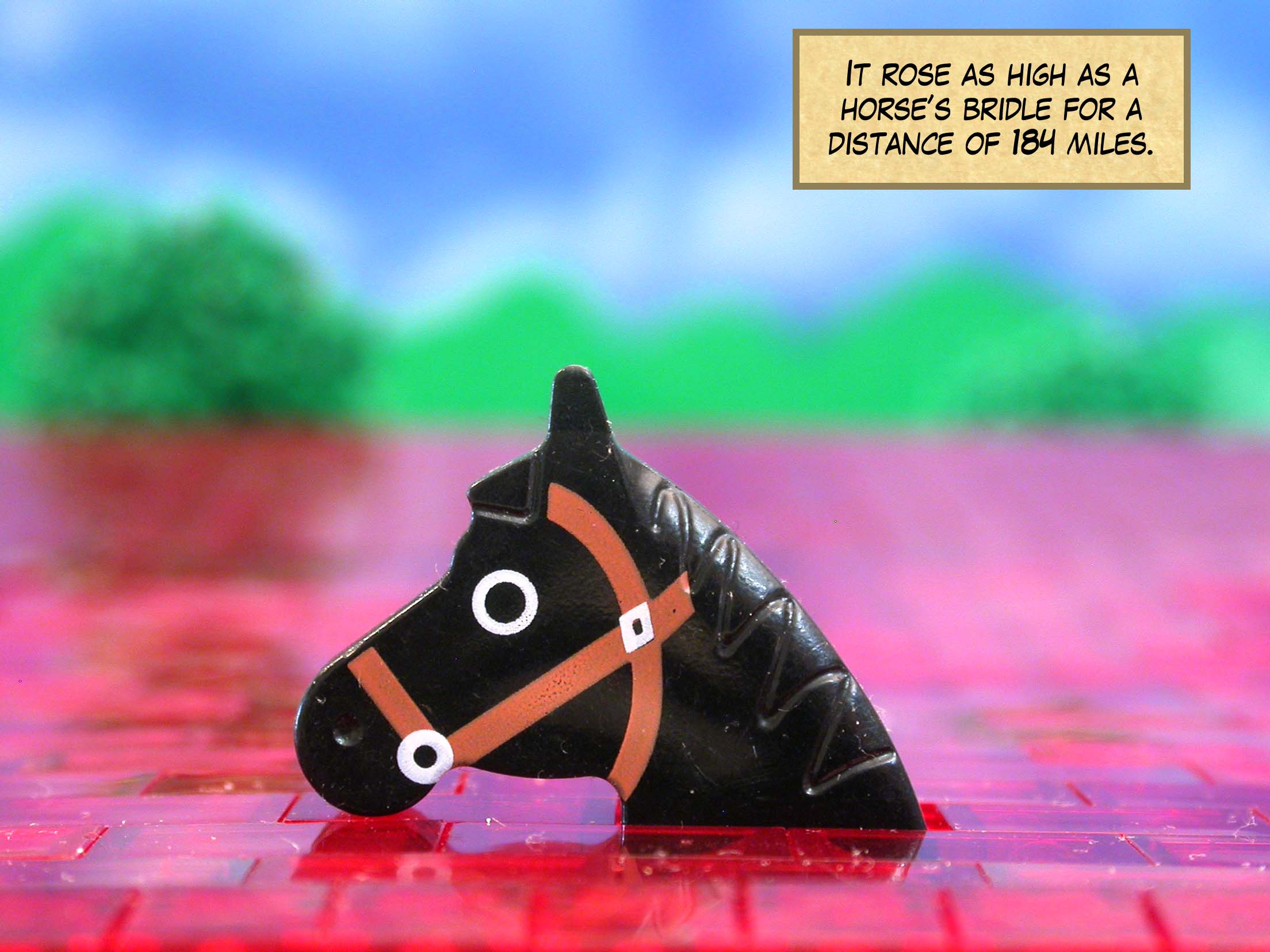 It rose as high as a horse’s bridle for a distance of 184 miles.