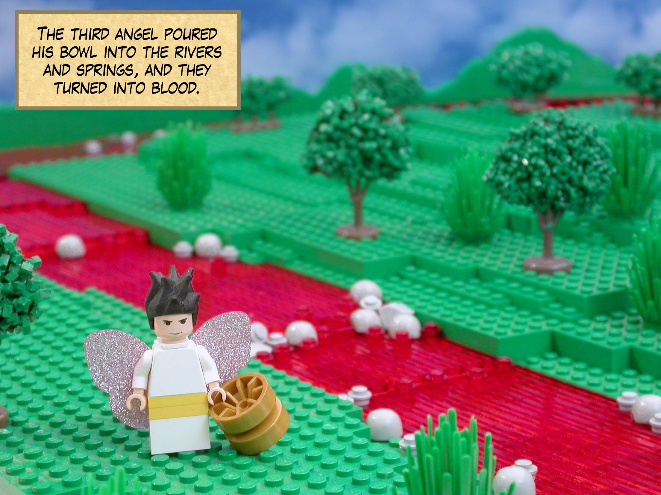 The third angel poured his bowl into the rivers and springs, and they turned into blood.