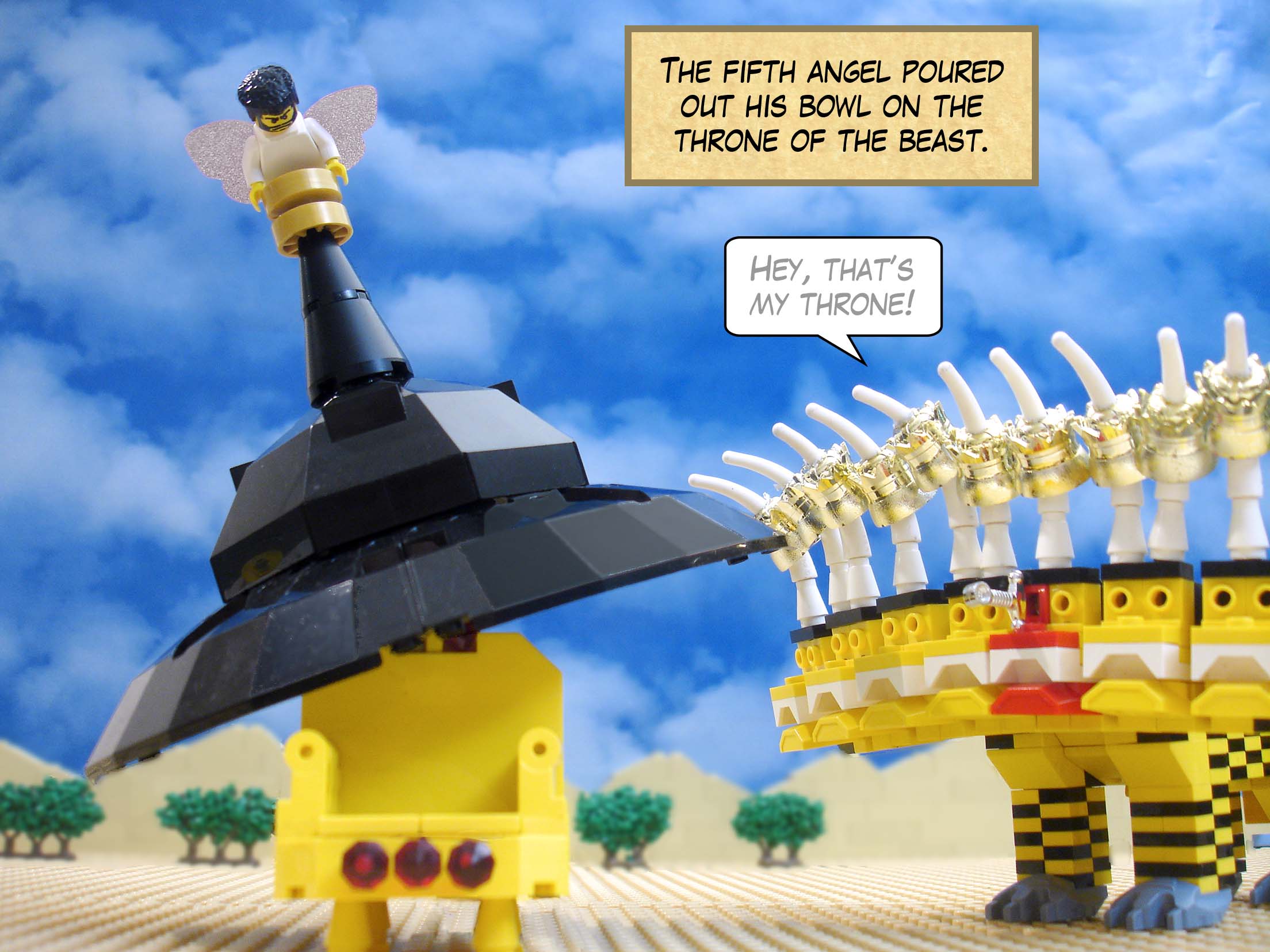 The fifth angel poured out his bowl on the throne of the beast.