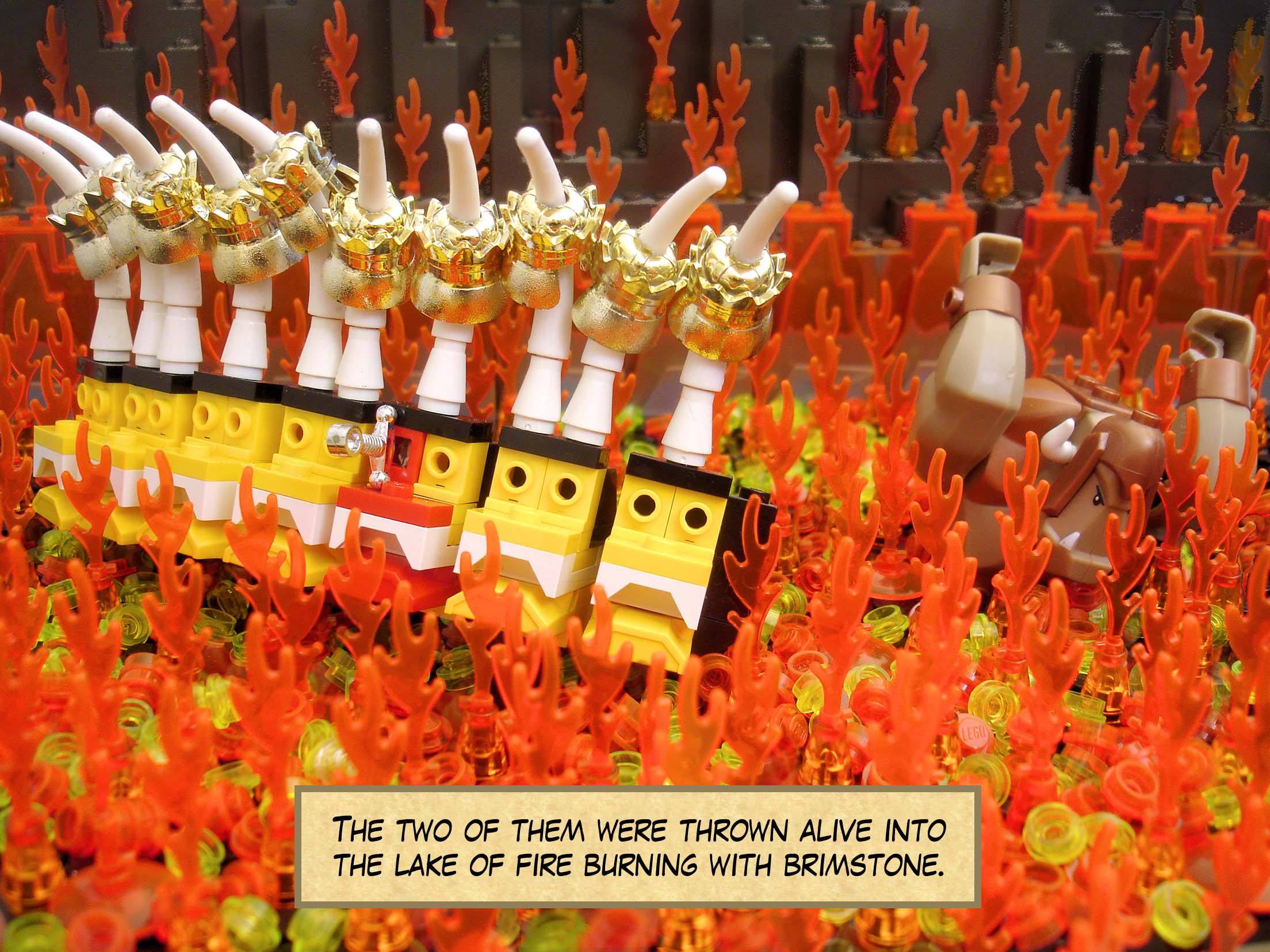 The two of them were thrown alive into the lake of fire burning with brimstone.