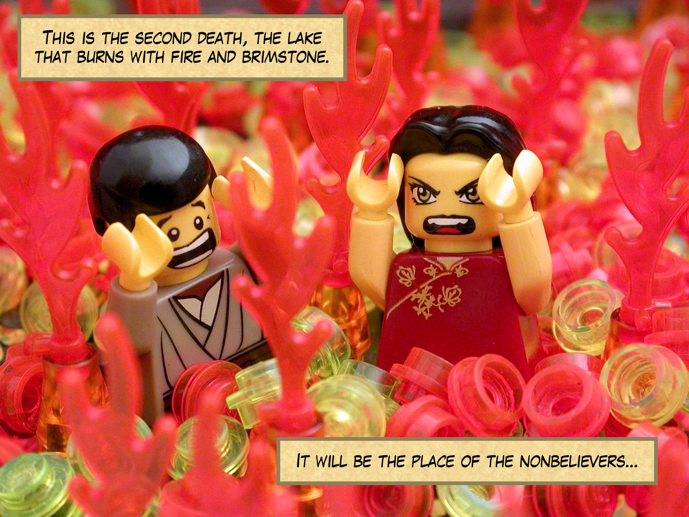 This is the second death, the lake that burns with fire and brimstone. It will be the place of the nonbelievers...