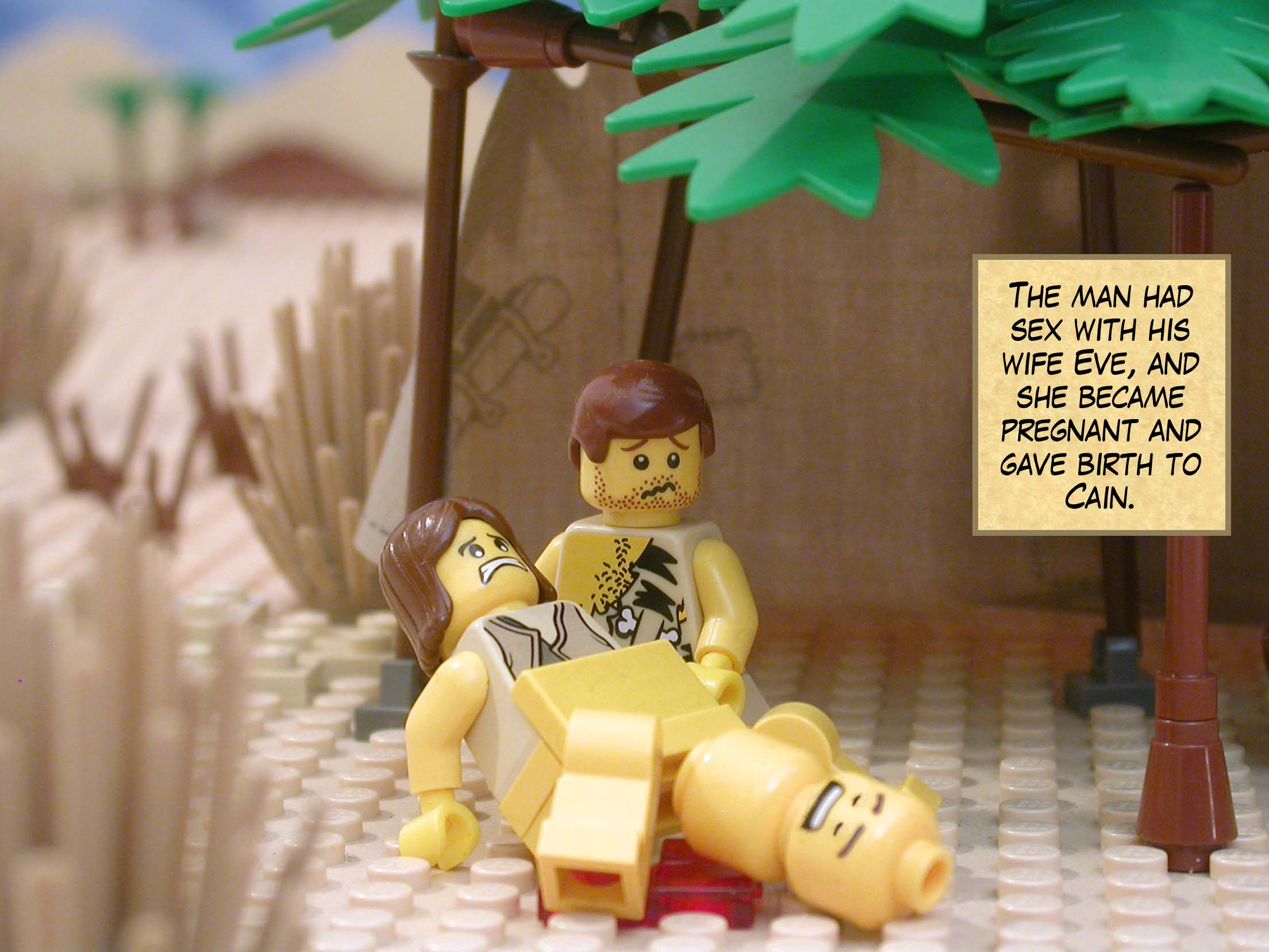 The man had sex with his wife Eve, and she became pregnant and gave birth to Cain.