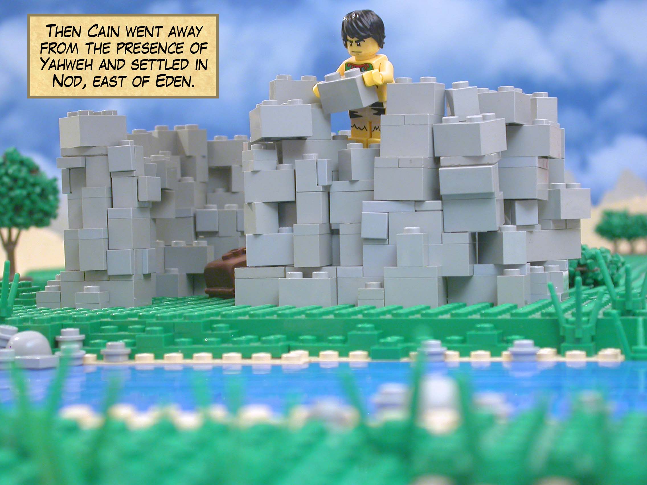 Then Cain went away from the presence of Yahweh and settled in Nod, east of Eden.