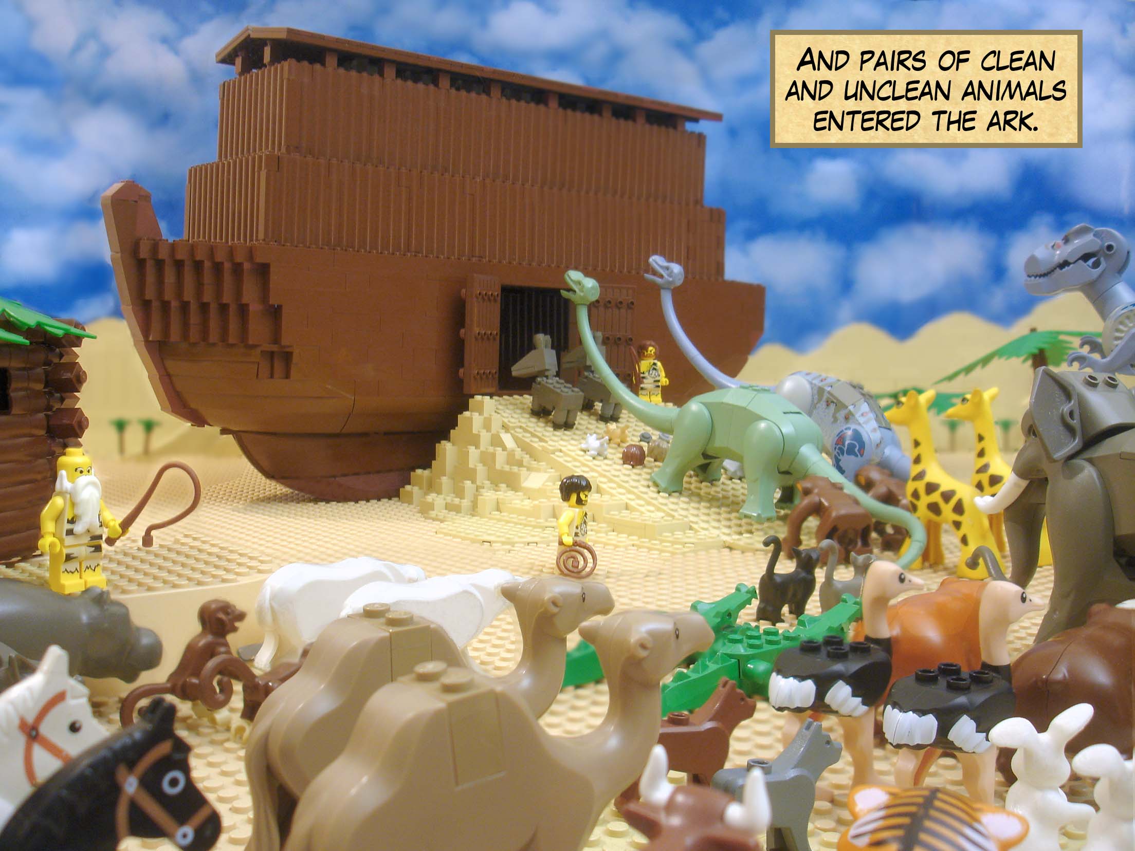 And pairs of clean and unclean animals entered the ark.