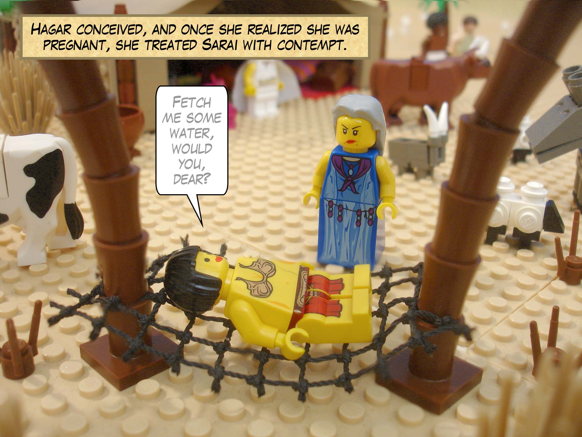 Hagar conceived, and once she realized she was pregnant, she treated Sarai with contempt.