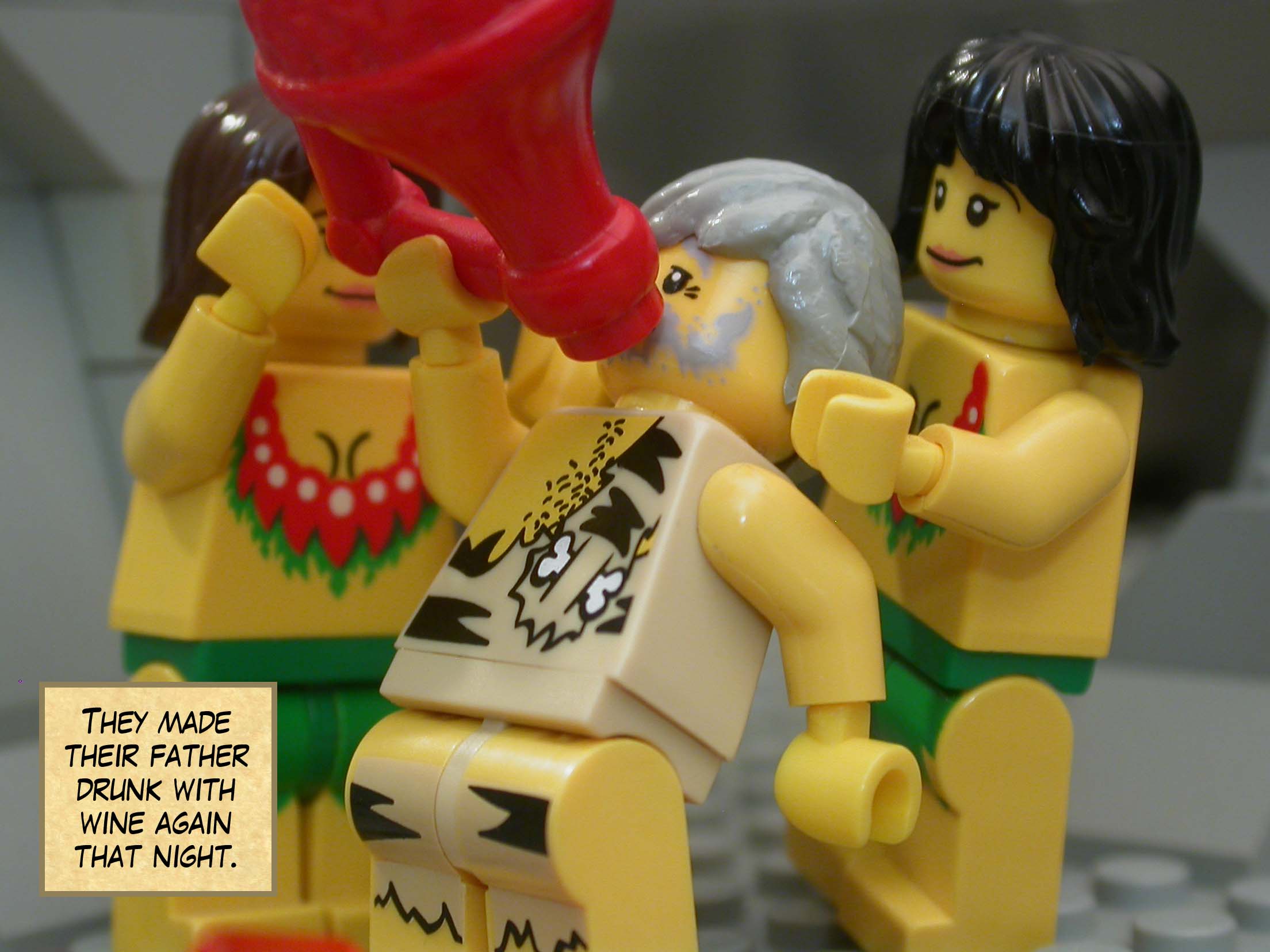 They made their father drunk with wine again that night.