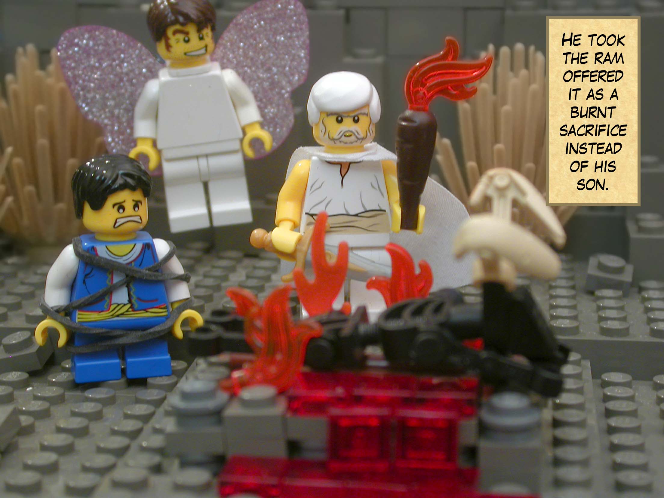 He took the ram offered it as a burnt sacrifice instead of his son.