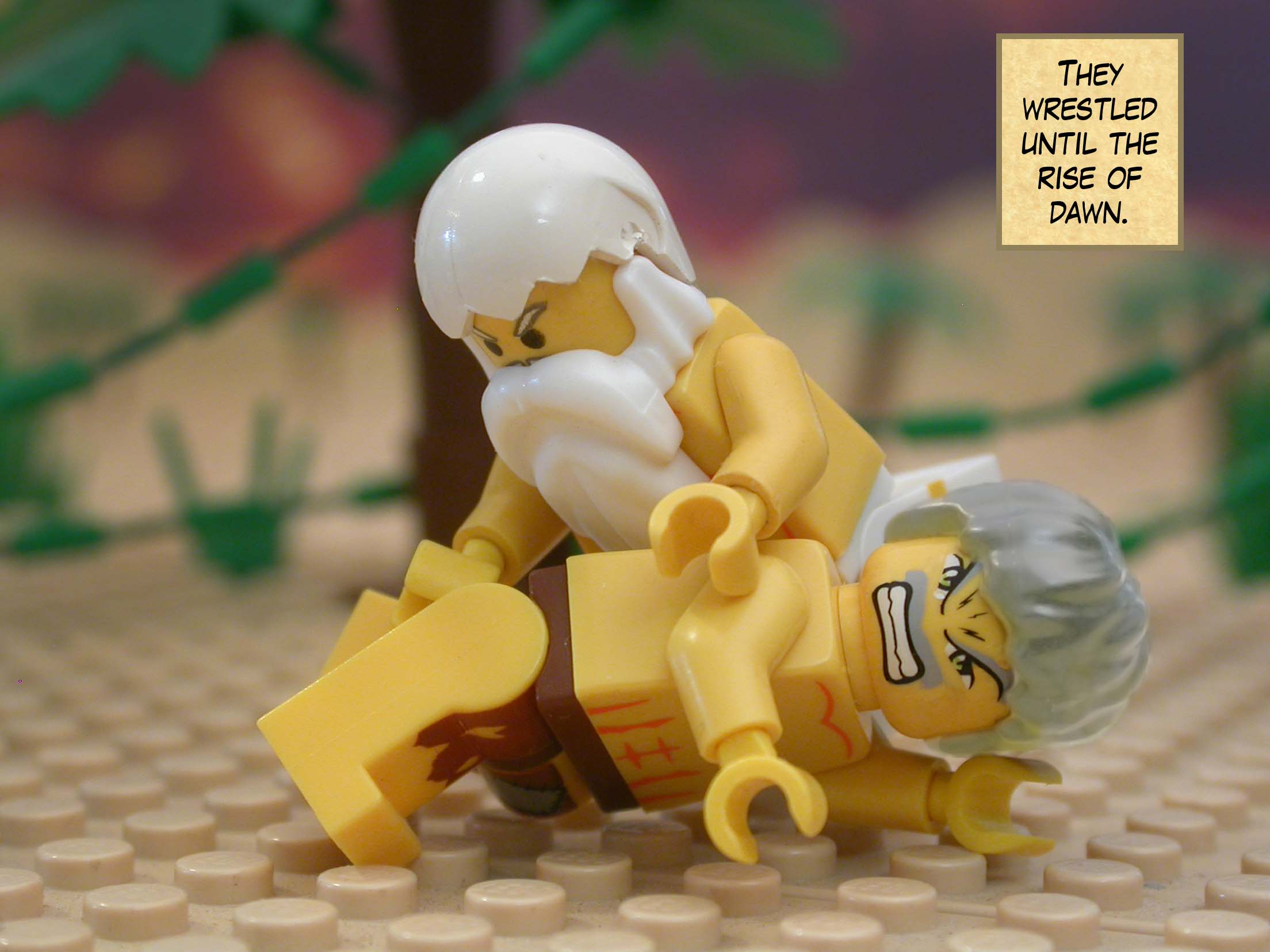 They wrestled until the rise of dawn.