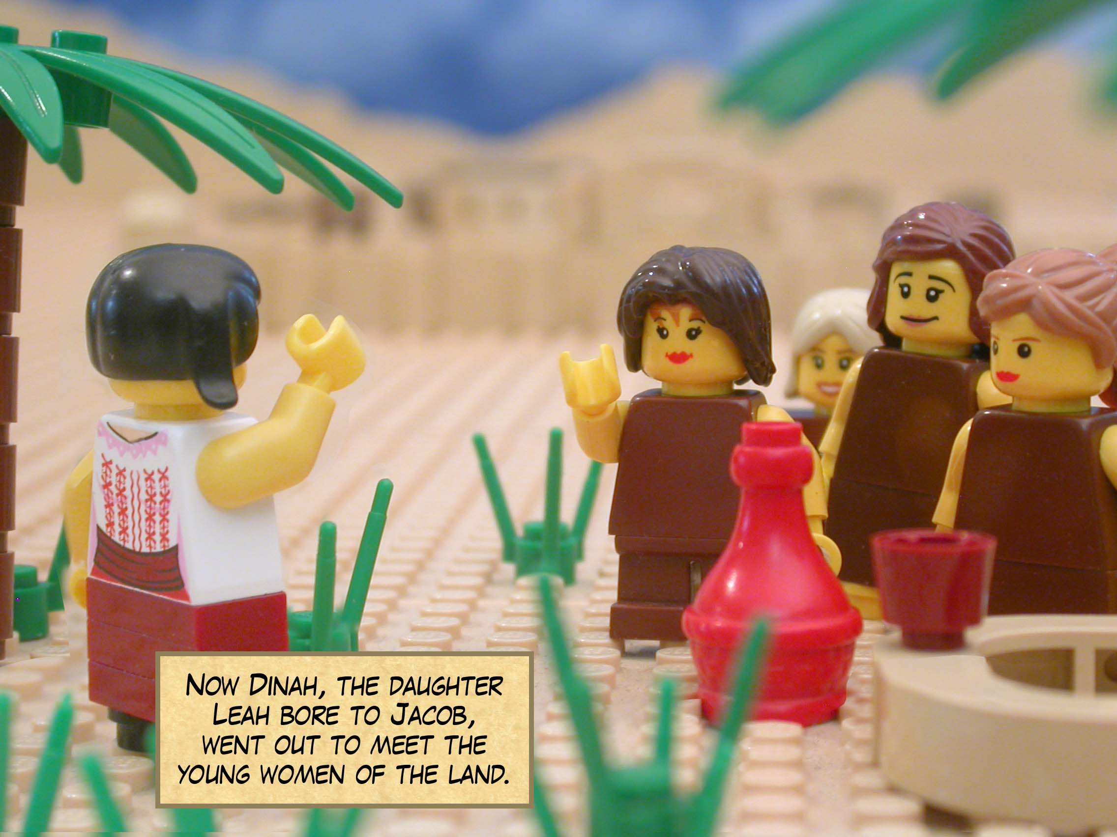 Now DInah, the daughter Leah bore to Jacob,  went out to meet the young women of the land.