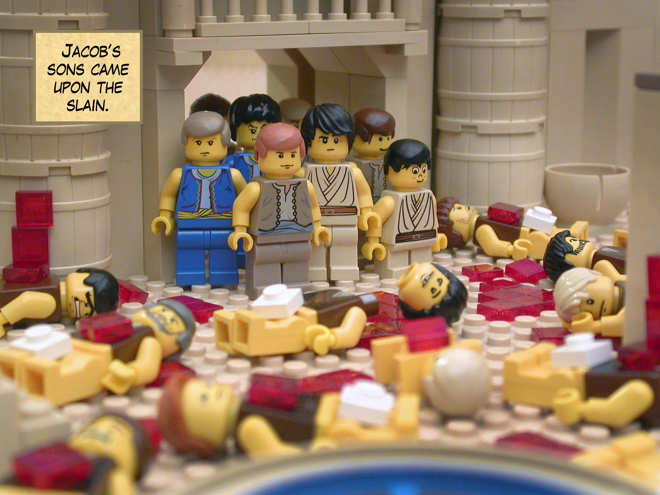 Jacob’s sons came upon the slain.