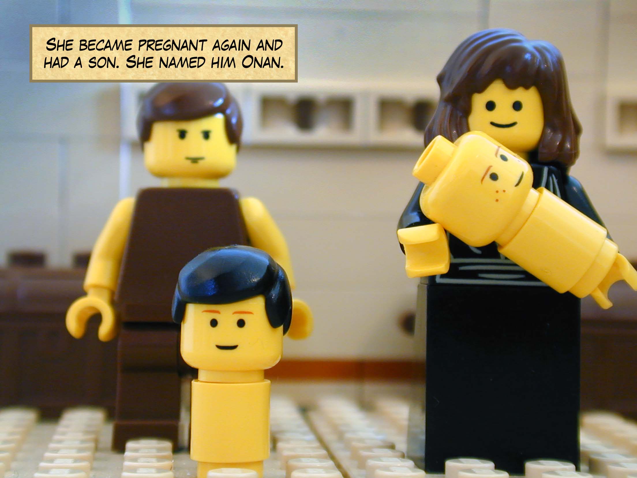 She became pregnant again and had a son. She named him Onan.