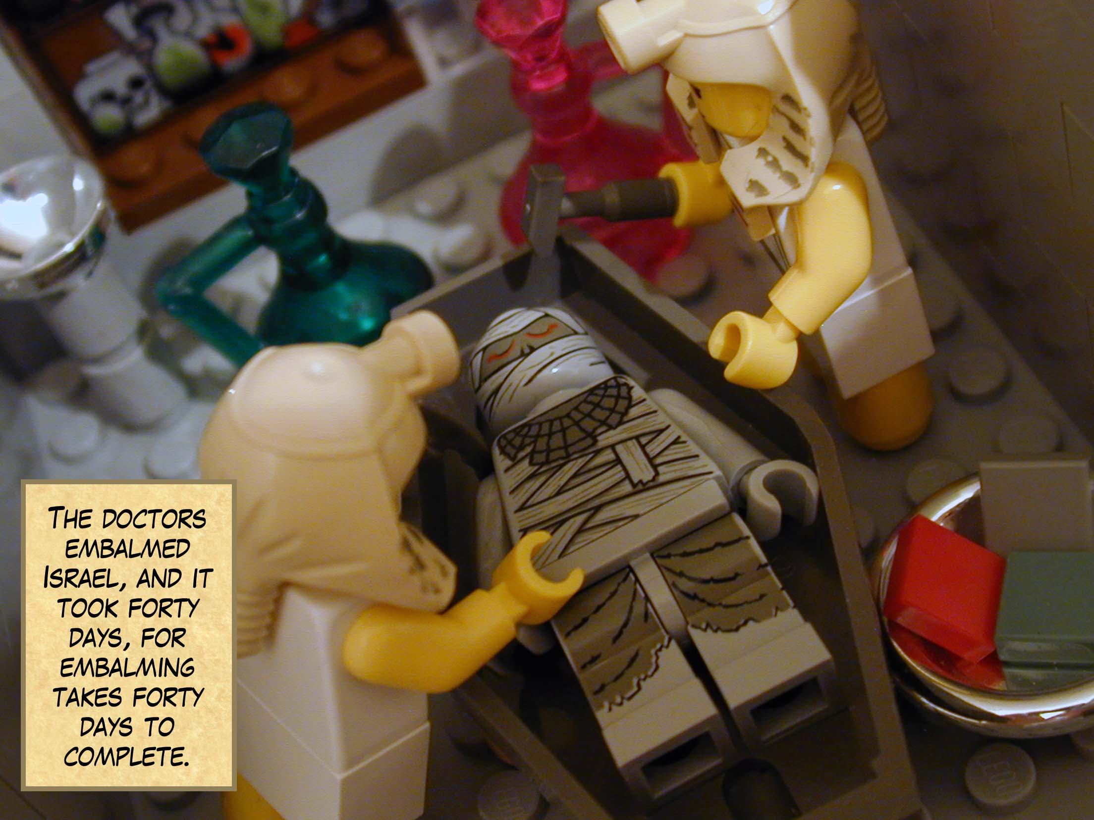 The doctors embalmed Israel, and it took forty days, for embalming takes forty days to complete.