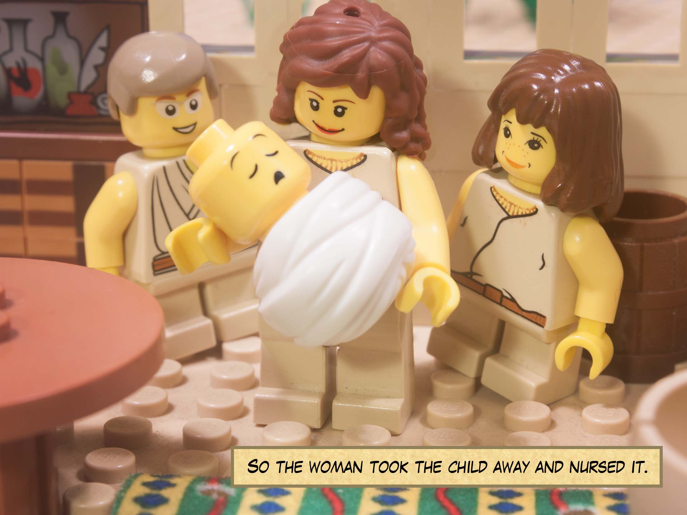 So the woman took the child away and nursed it.