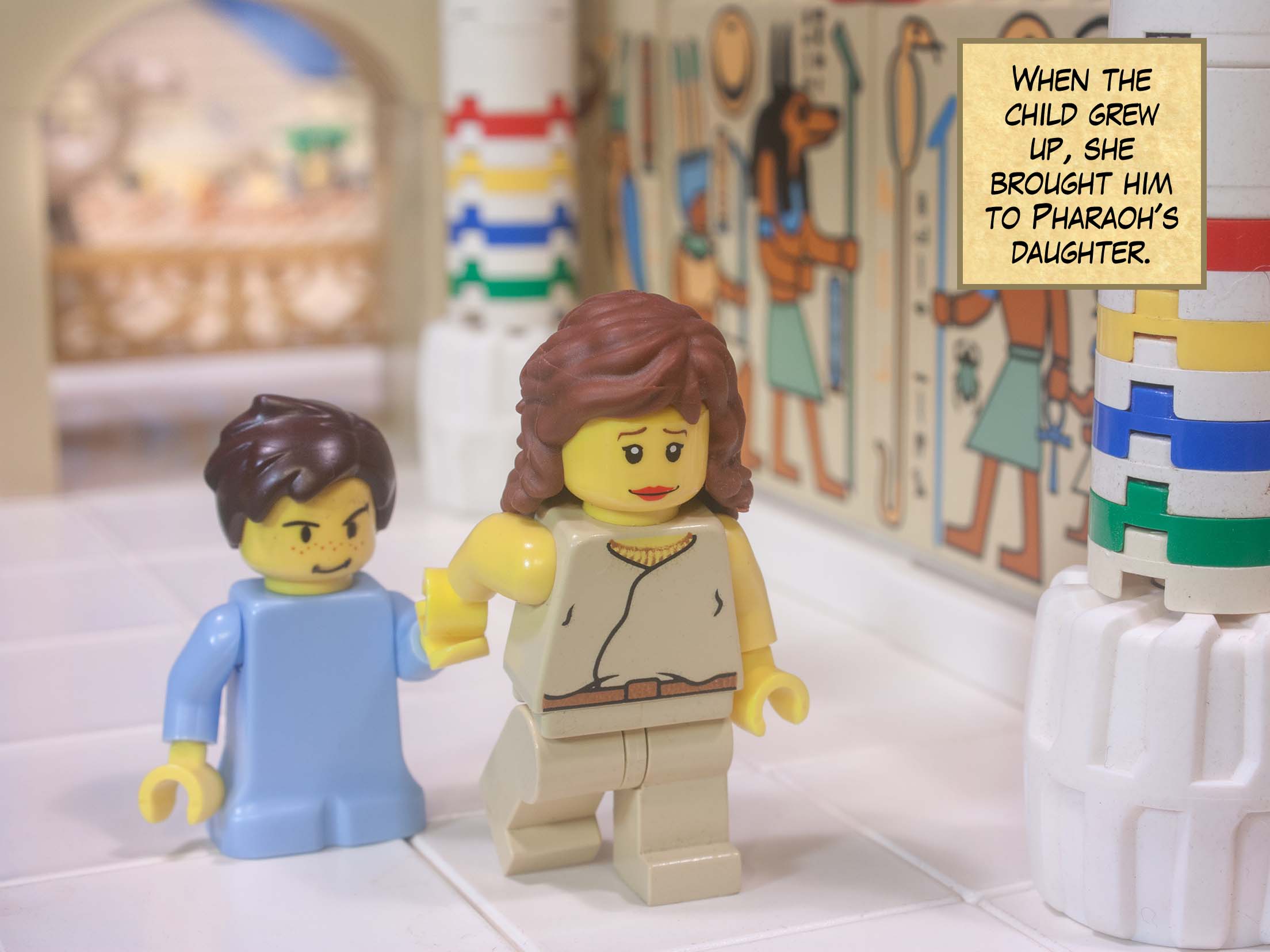 When the child grew up, she brought him to Pharaoh's daughter.