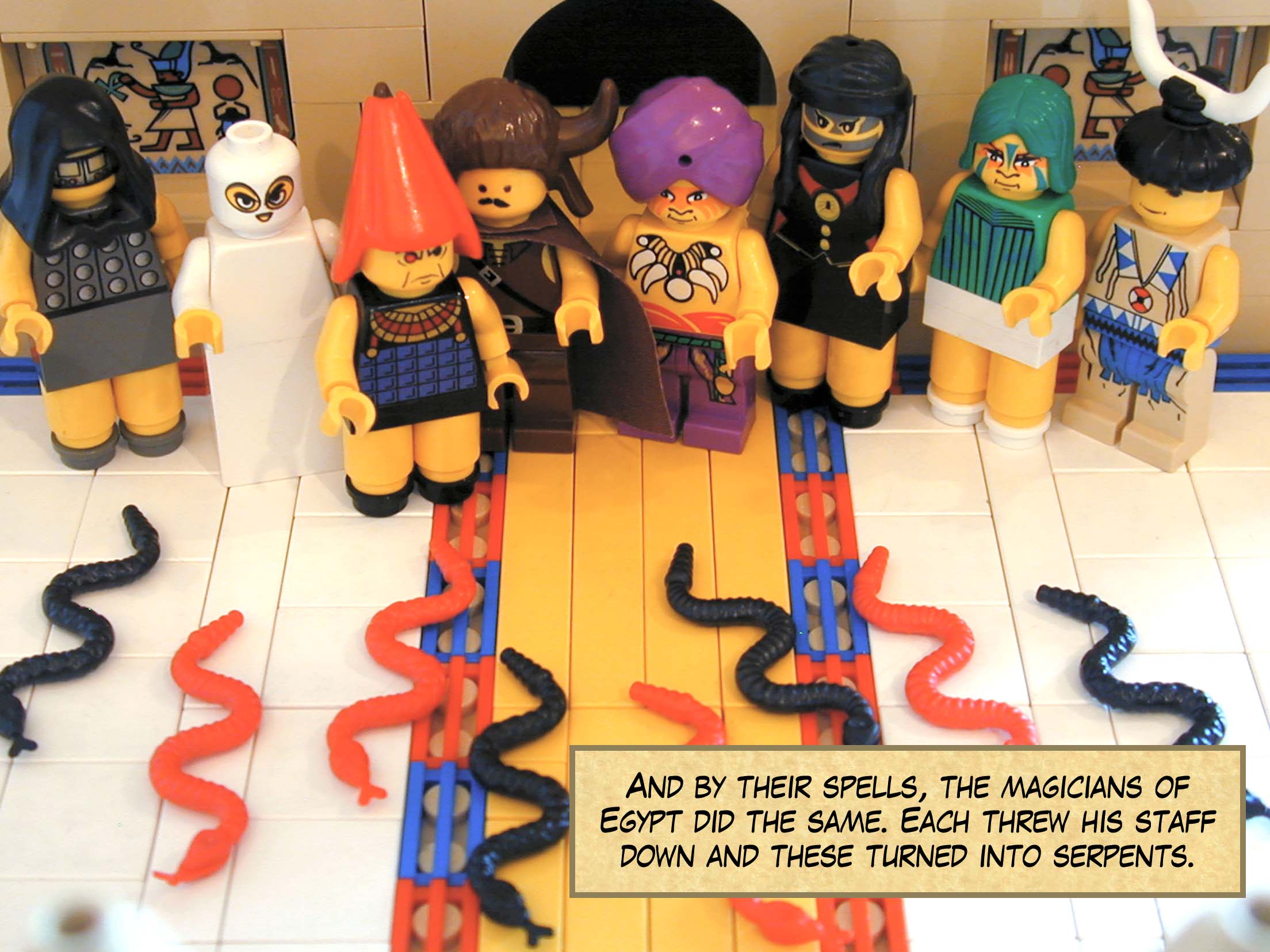 And by their spells, the magicians of Egypt did the same. Each threw his staff down and these turned into serpents.