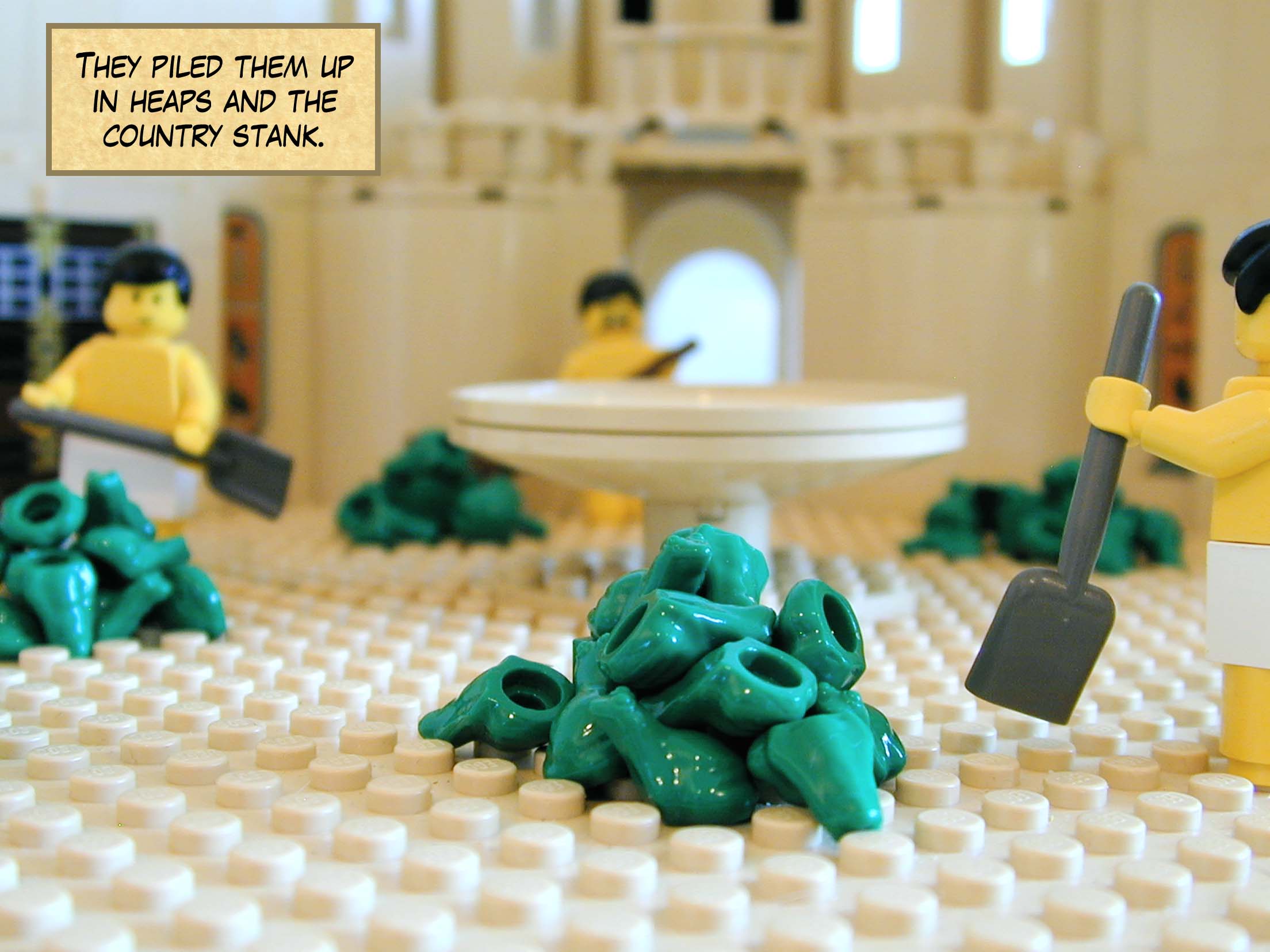 They piled them up in heaps and the country stank.