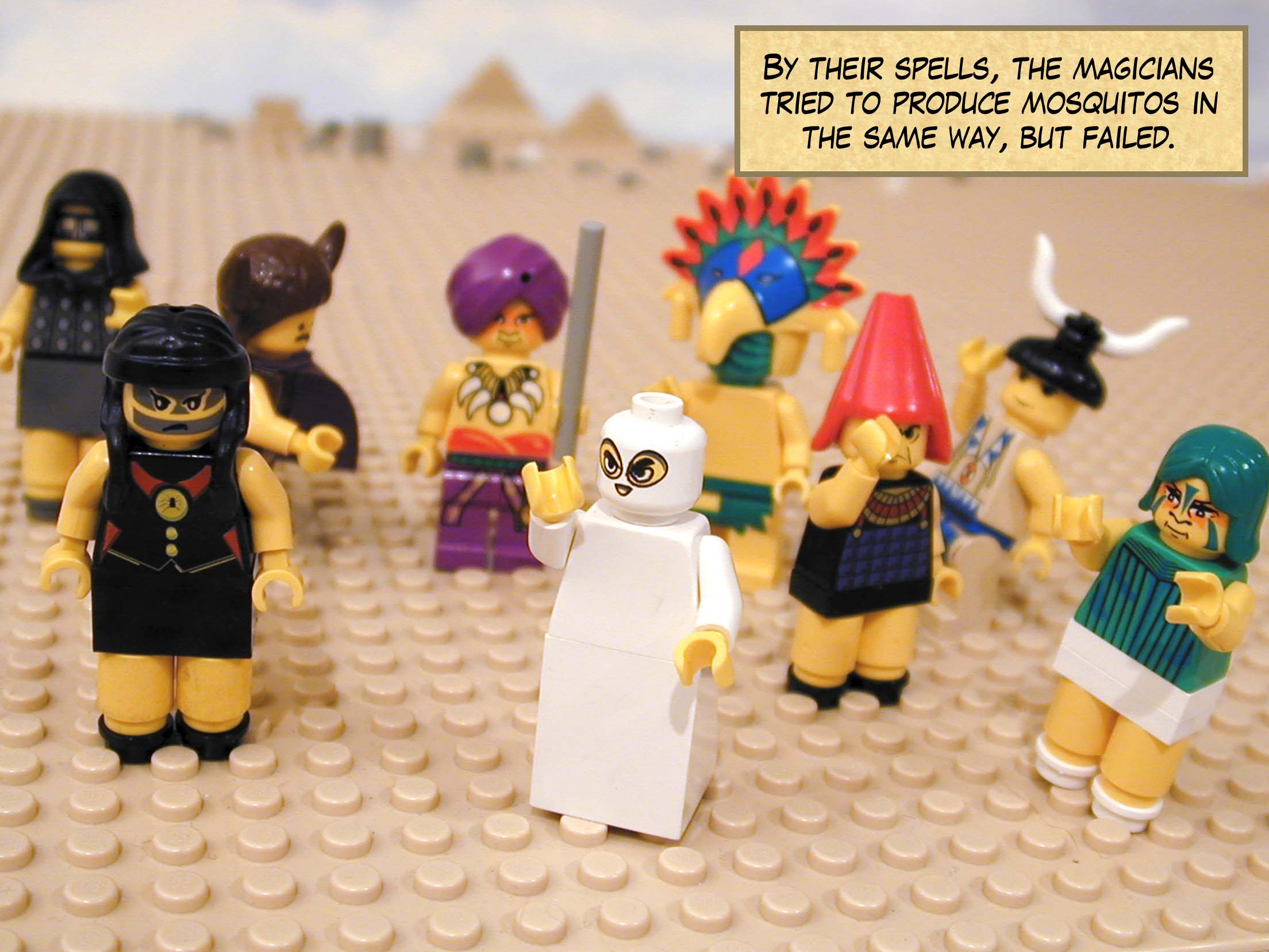 By their spells, the magicians tried to produce mosquitos in the same way, but failed.