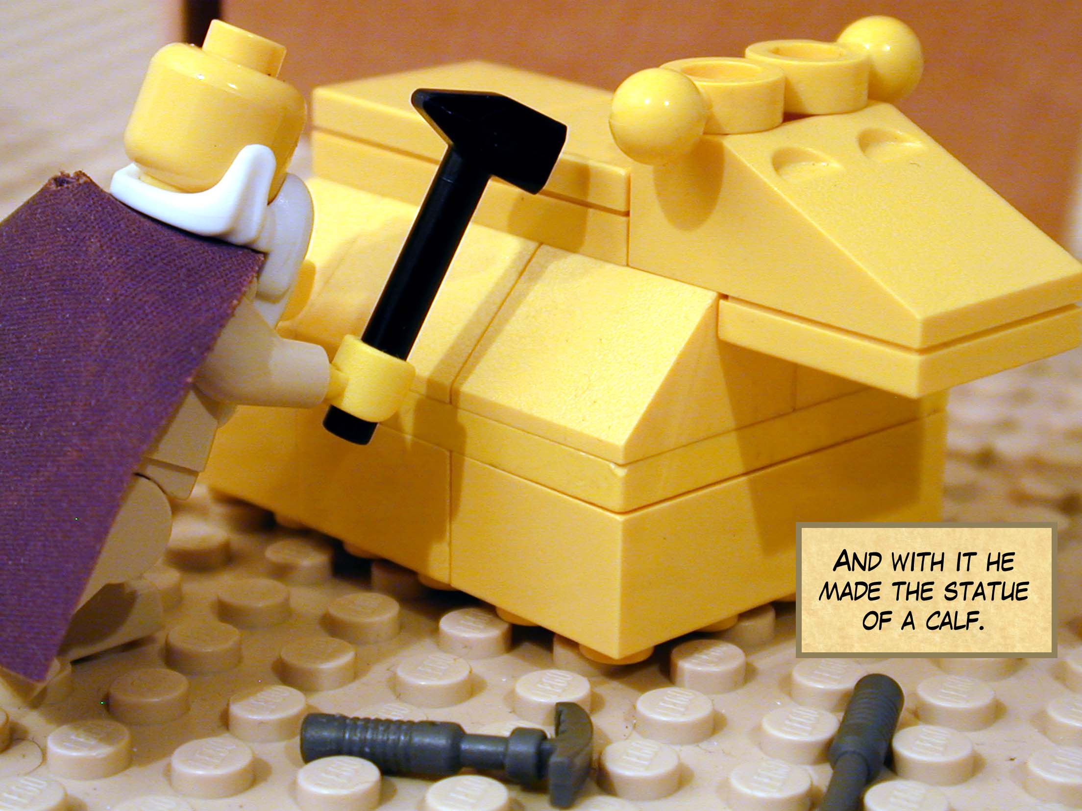 And with it he made the statue of a calf.