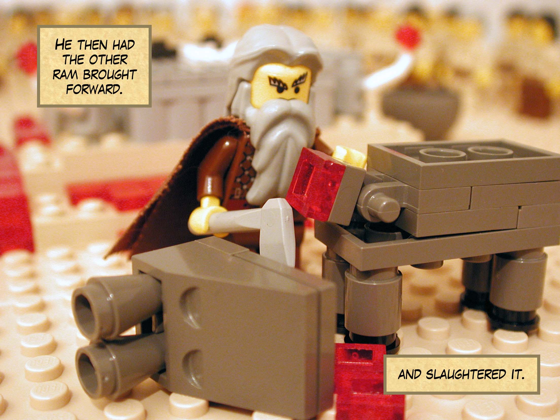 He then had the other ram brought forward and slaughtered it.