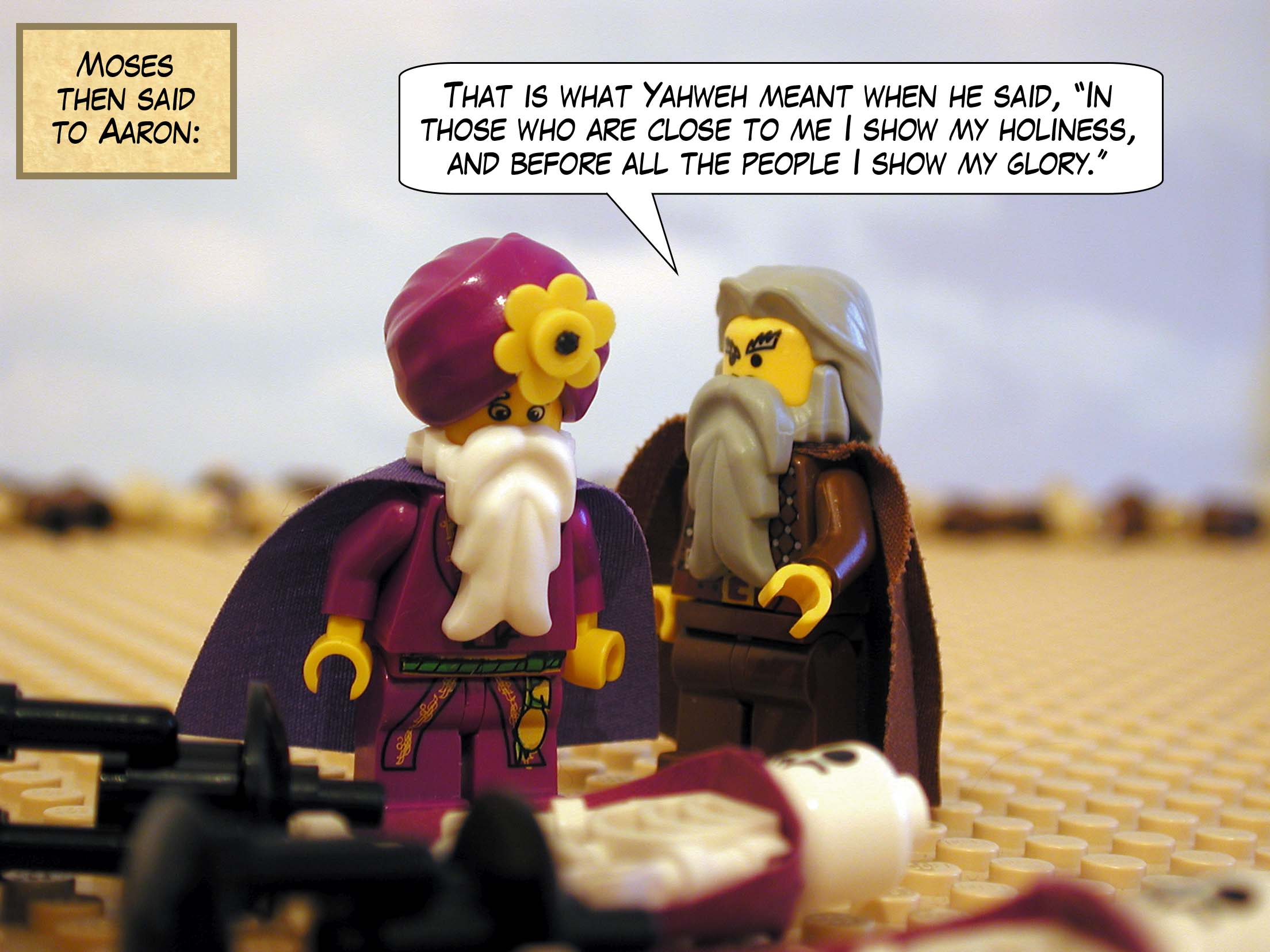 Moses then said to Aaron, 'That is what Yahweh meant when he said, "In those who are close to me I show my holiness, and before all the people I show my glory."'