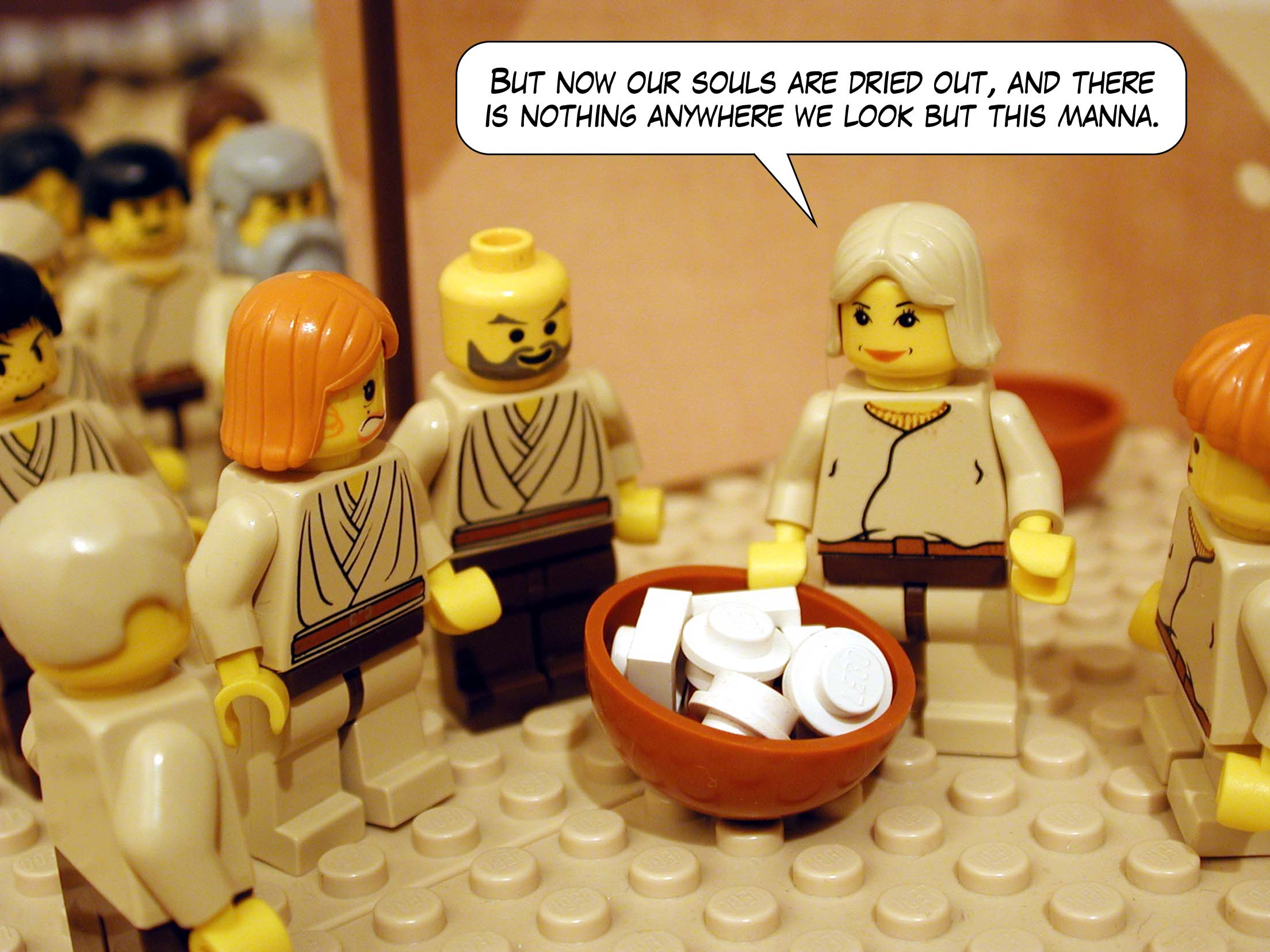 'But now our souls are dried out, and there is nothing anywhere we look but this manna.'