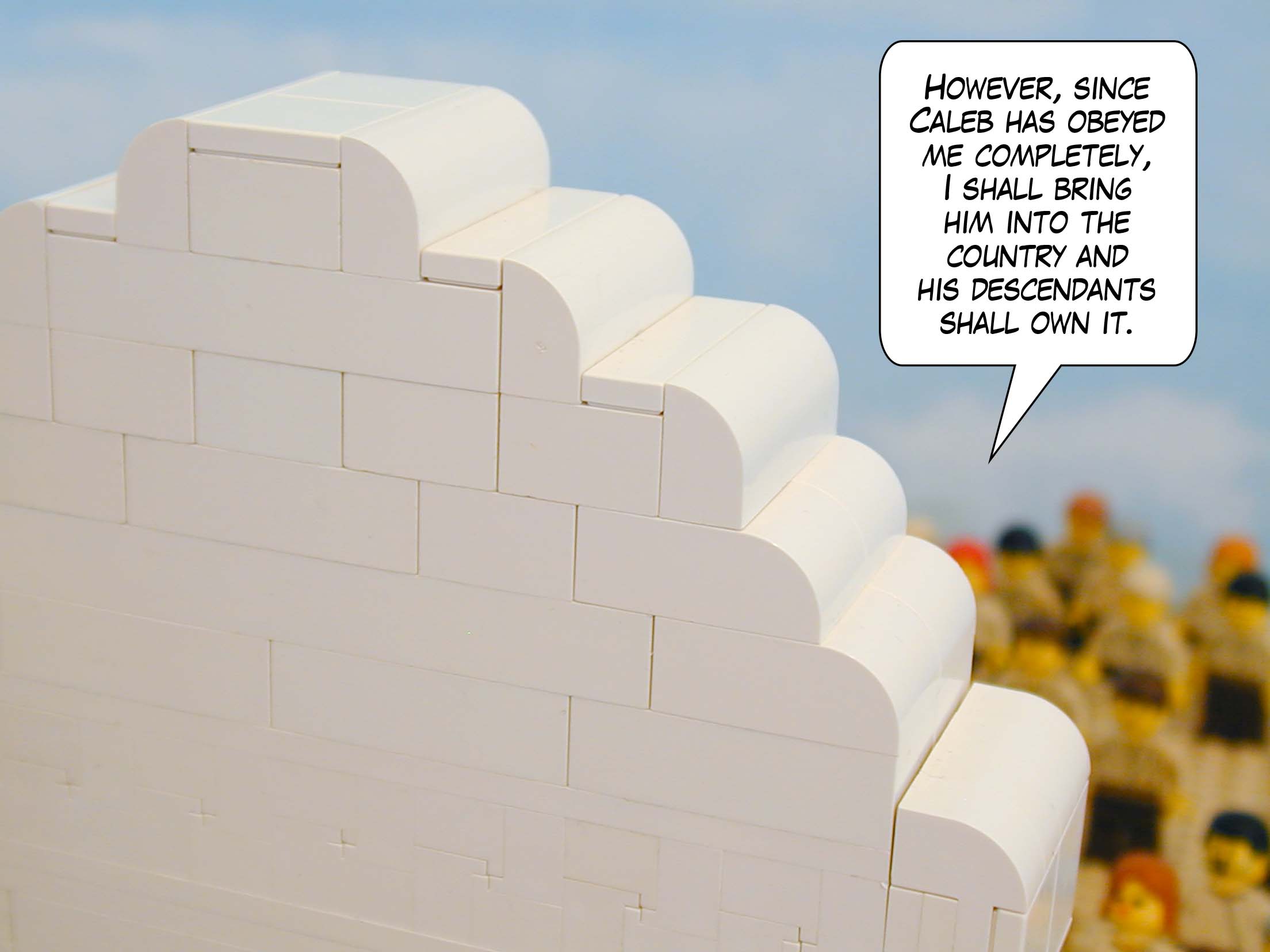 'However, since Caleb has obeyed me completely, I shall bring him into the country and his descendants shall own it.'