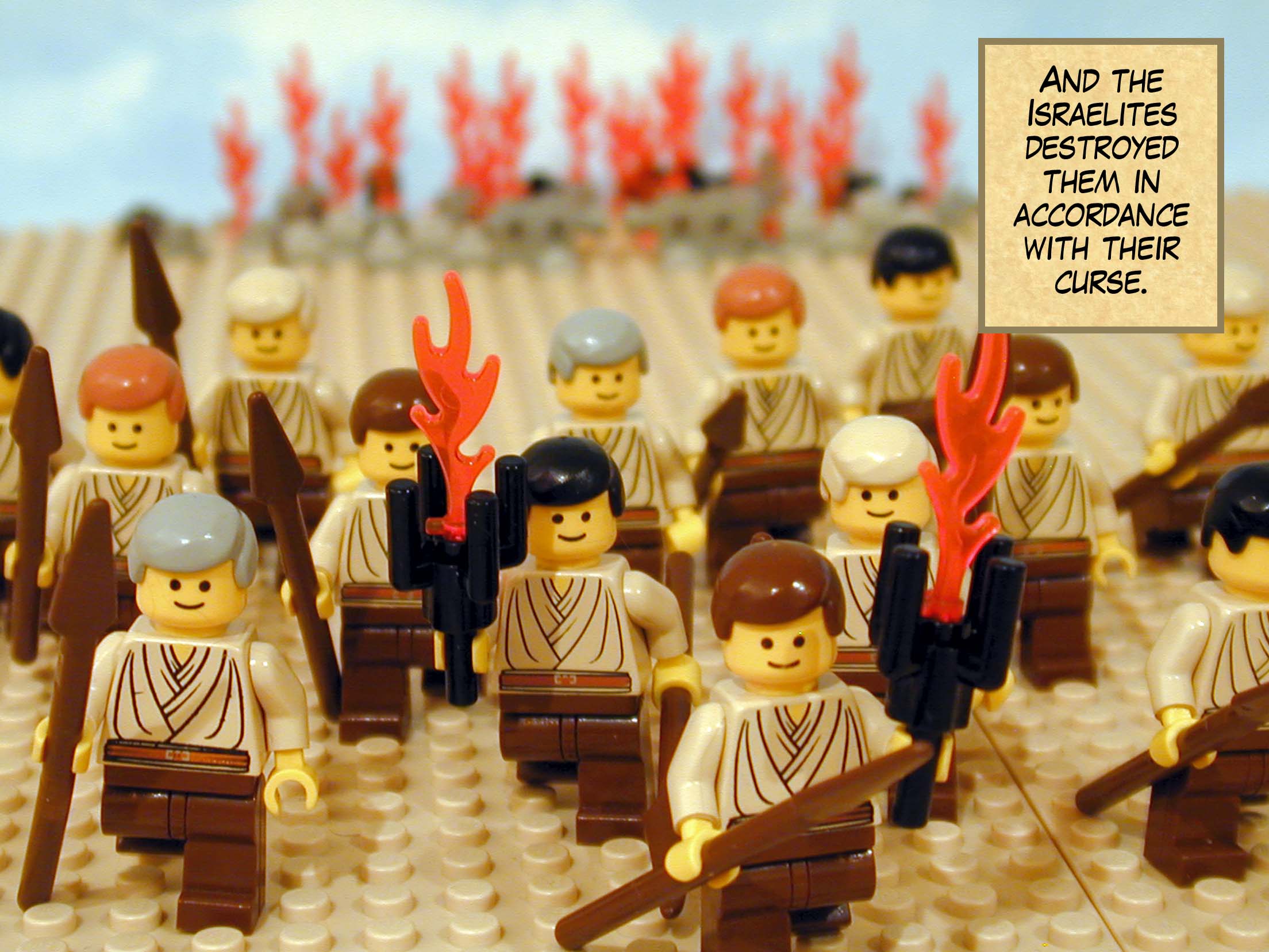 And the Israelites destroyed them in accordance with their curse. Next story: Massacre of the Amorites